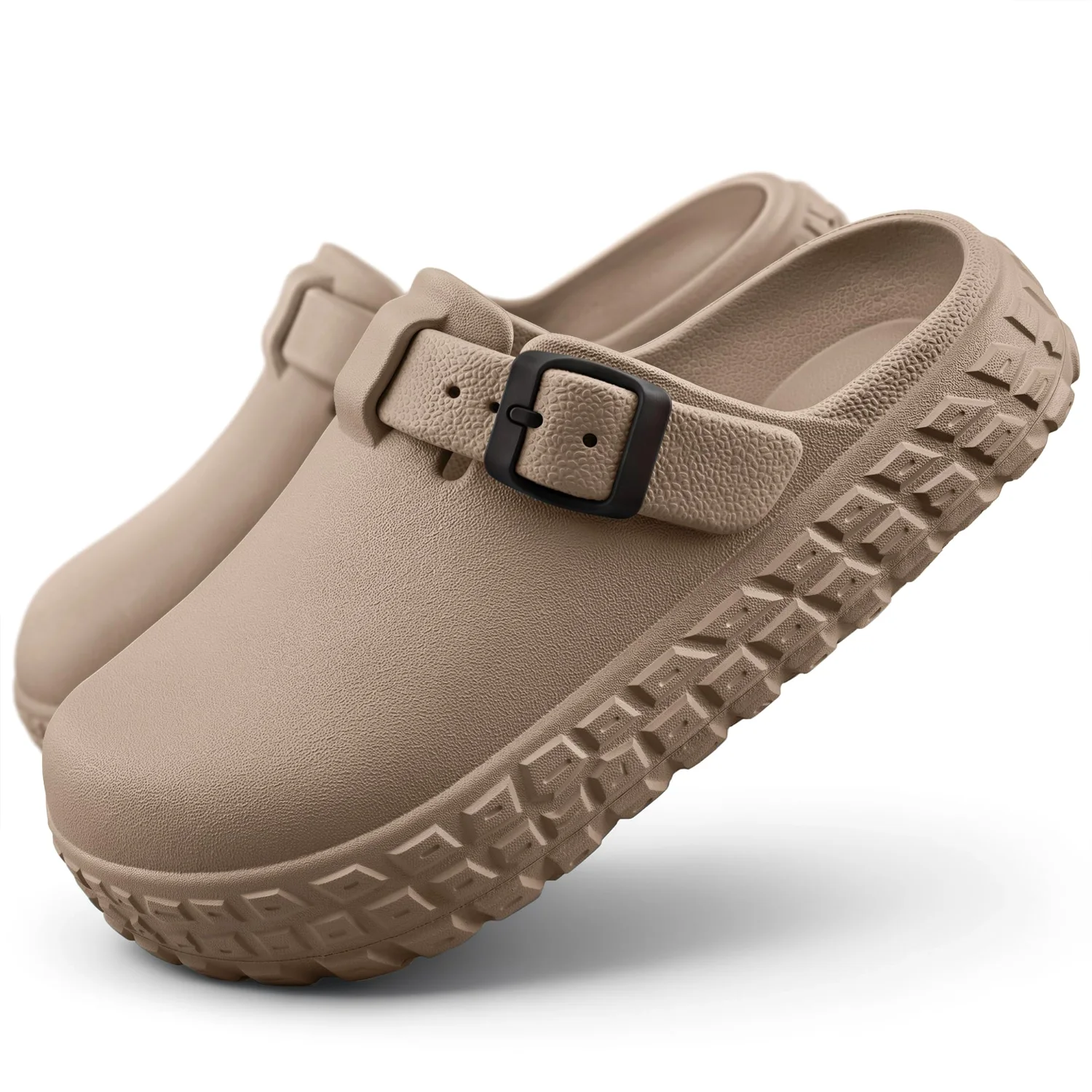 KEMISANT Adjustable Strap EVA Clogs in Camel