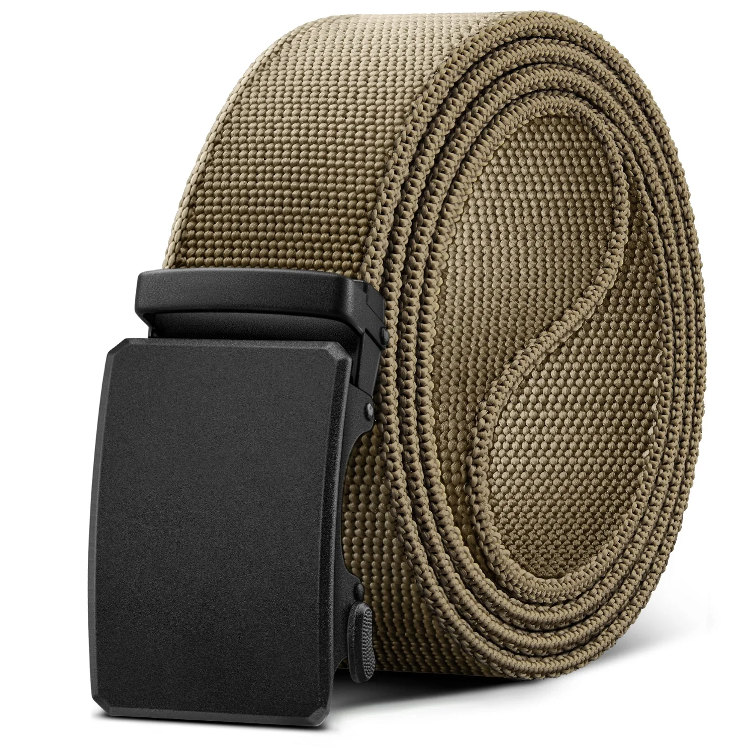 KEMISANT Bottom Lever Stretch Web Ratchet Belt in Beige
