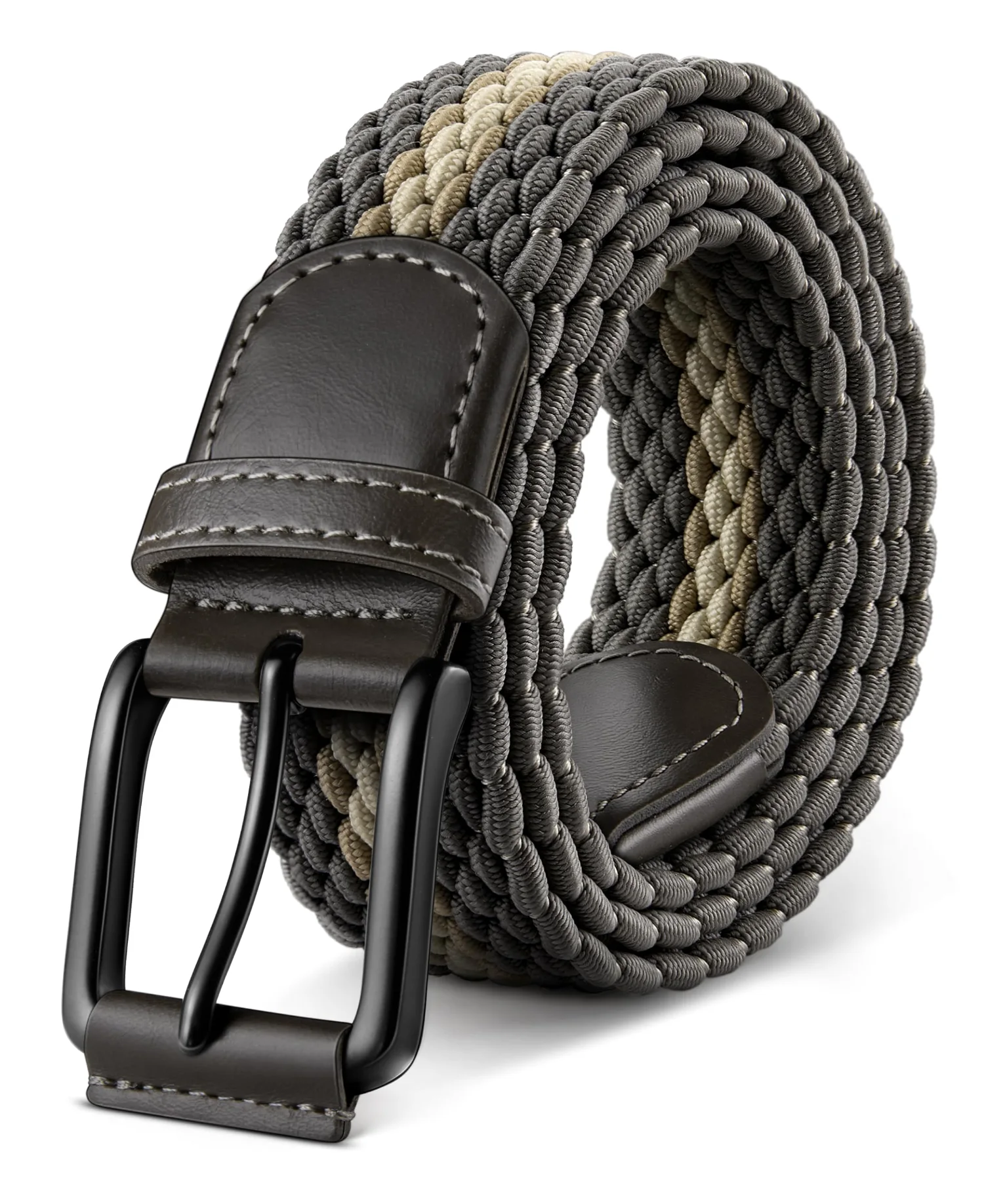 KEMISANT Braided Stretch Golf Belt Multi-Pack in Gray / Creamy White