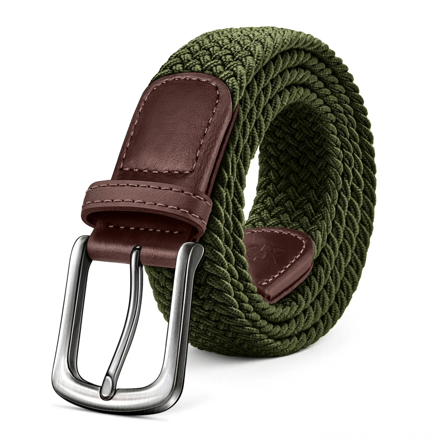 KEMISANT Braided Stretch Golf Belt in Navy Green