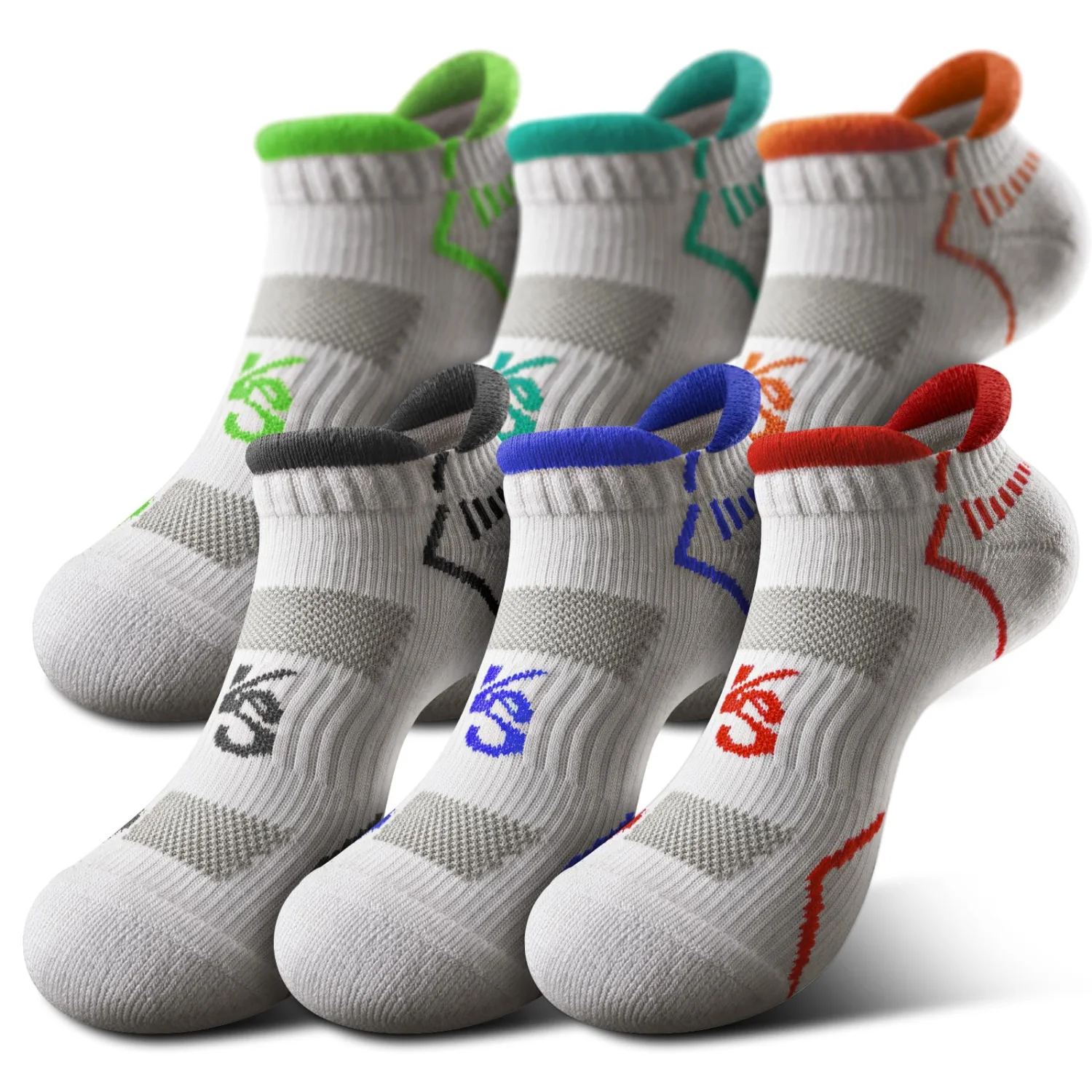 KEMISANT Copper Yarn Active Ankle Socks in Creamy White, 6-pack