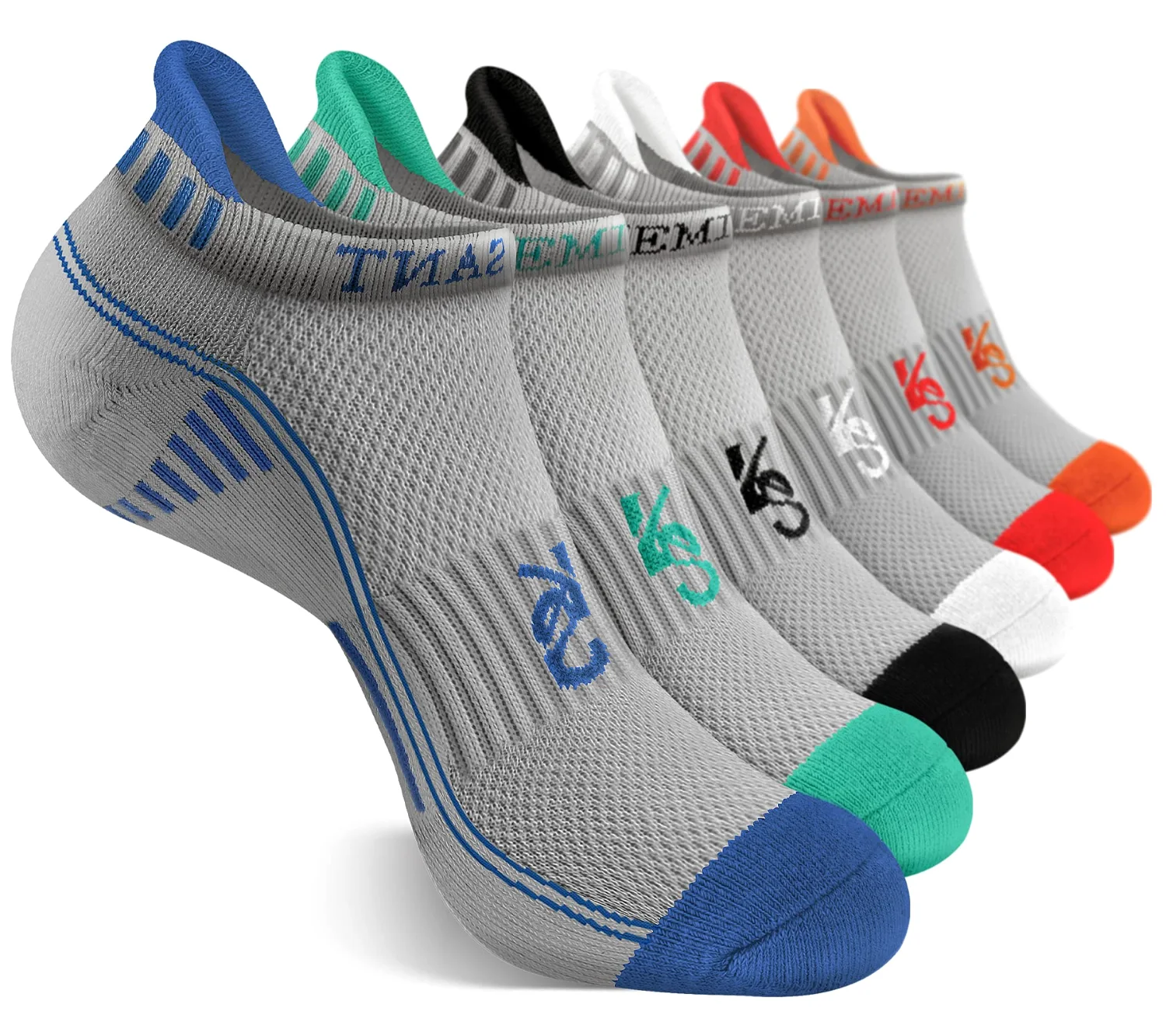 KEMISANT Cushioned Running Ankle Socks in Gray, 6-pack