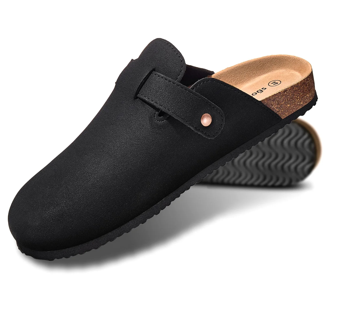 KEMISANT Fleece Lined Cork Footbed Clogs in Black