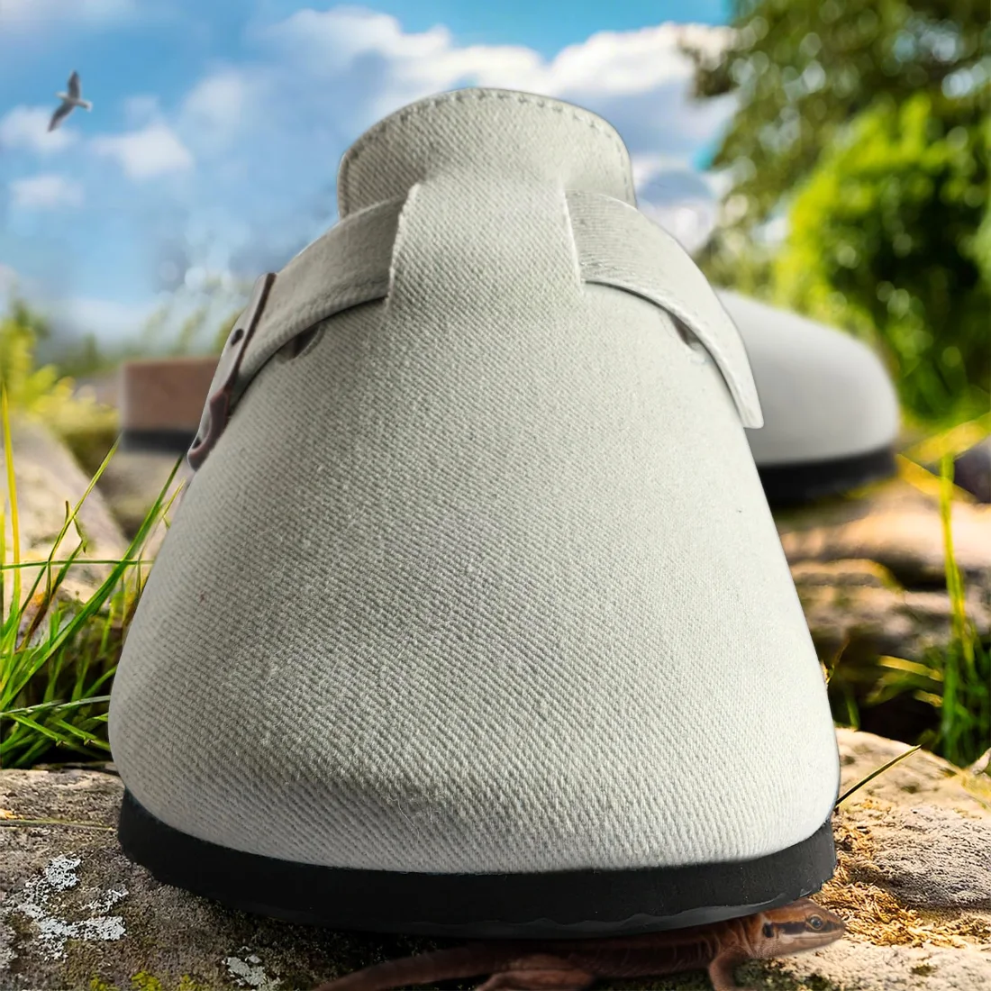 KEMISANT Fleece Lined Cork Footbed Clogs in Cambridge Blue, view 4