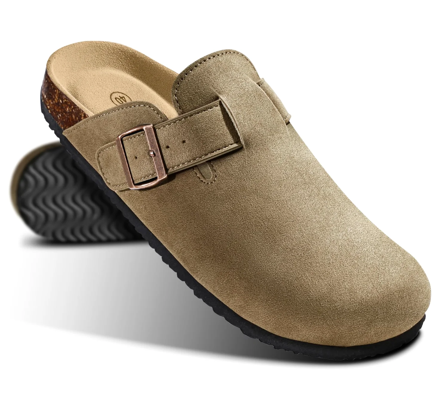 KEMISANT Fleece Lined Cork Footbed Clogs in Camel