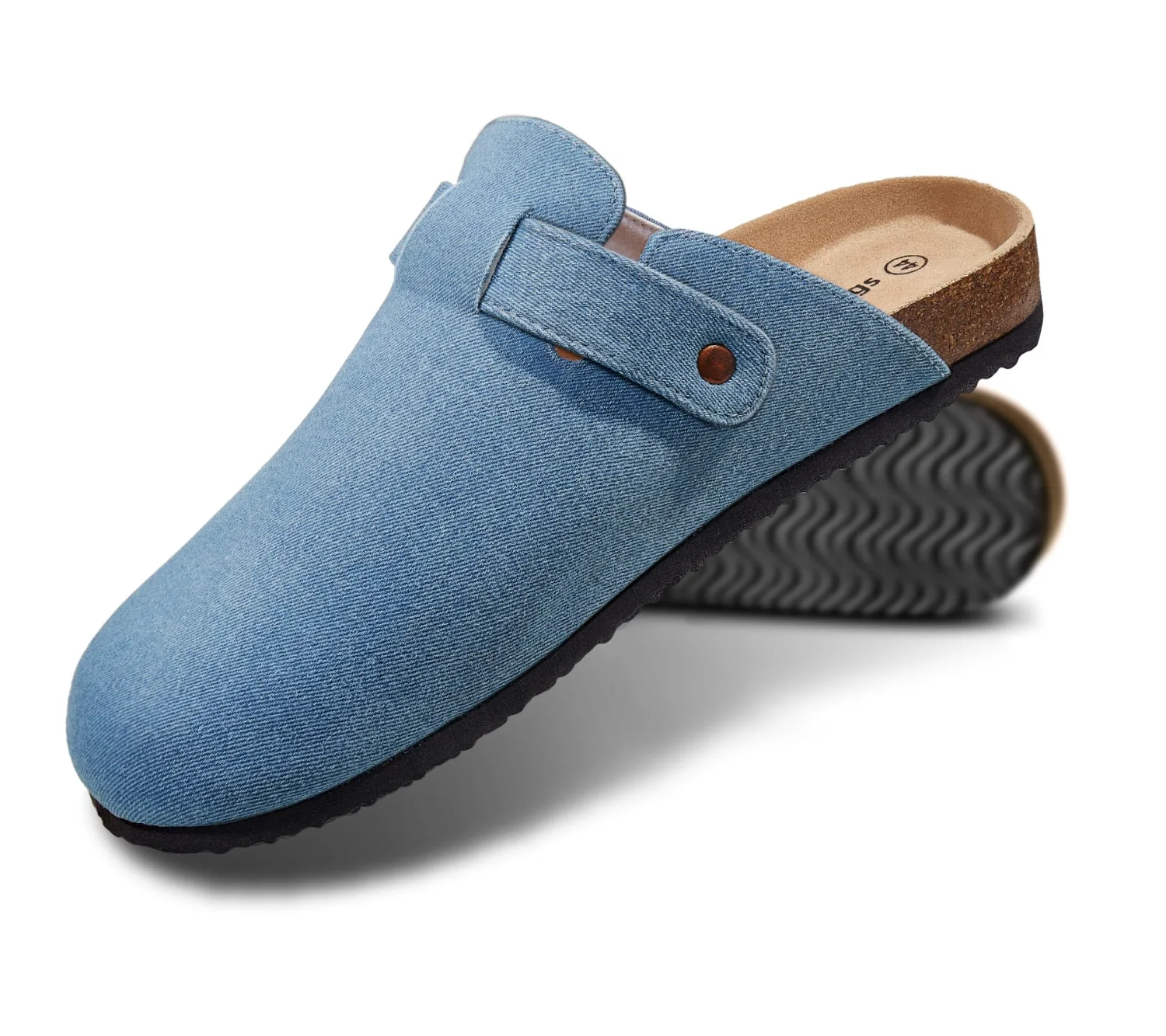KEMISANT Fleece Lined Cork Footbed Clogs in Purplish Blue