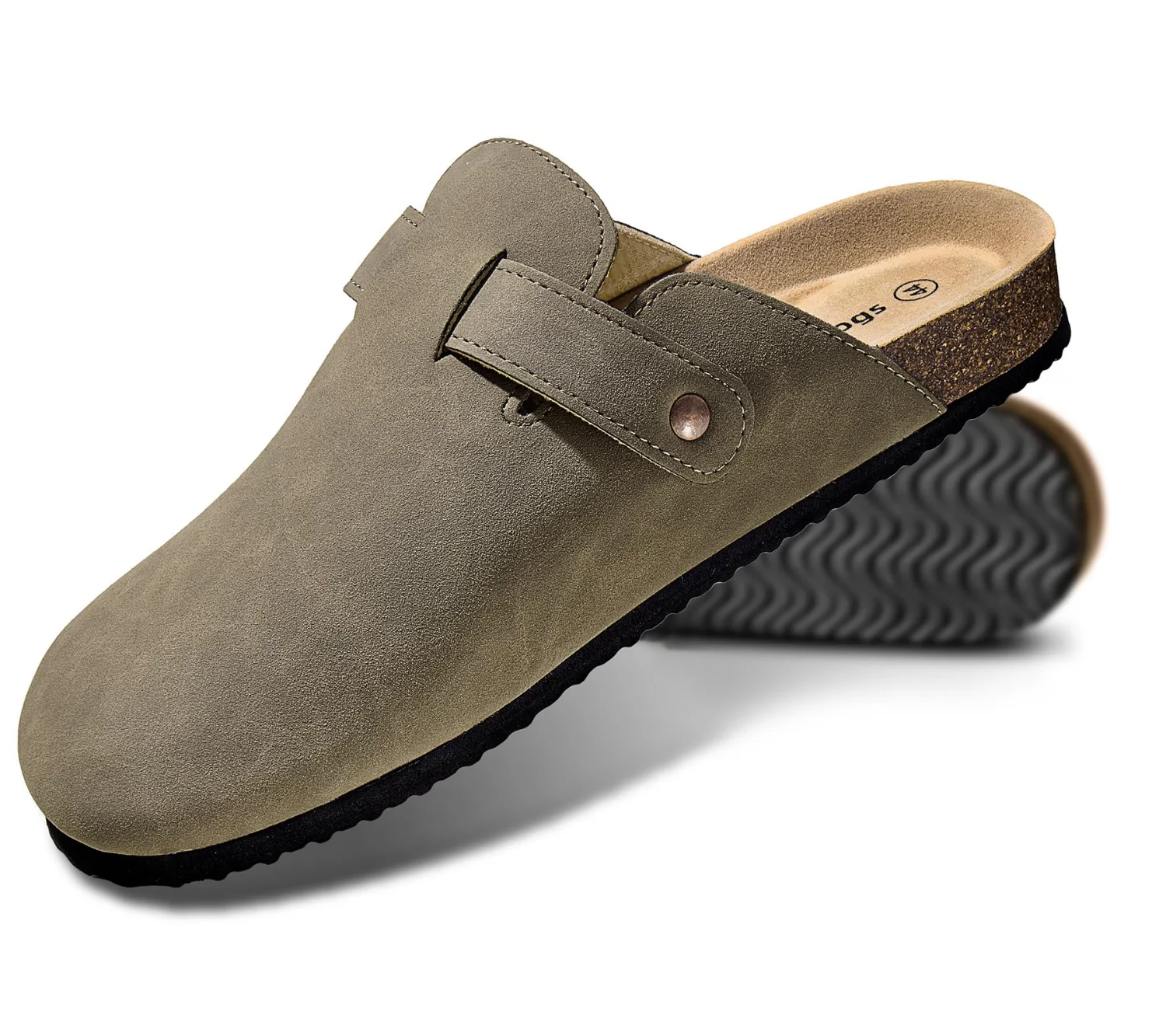 KEMISANT Fleece Lined Cork Footbed Clogs in Taupe