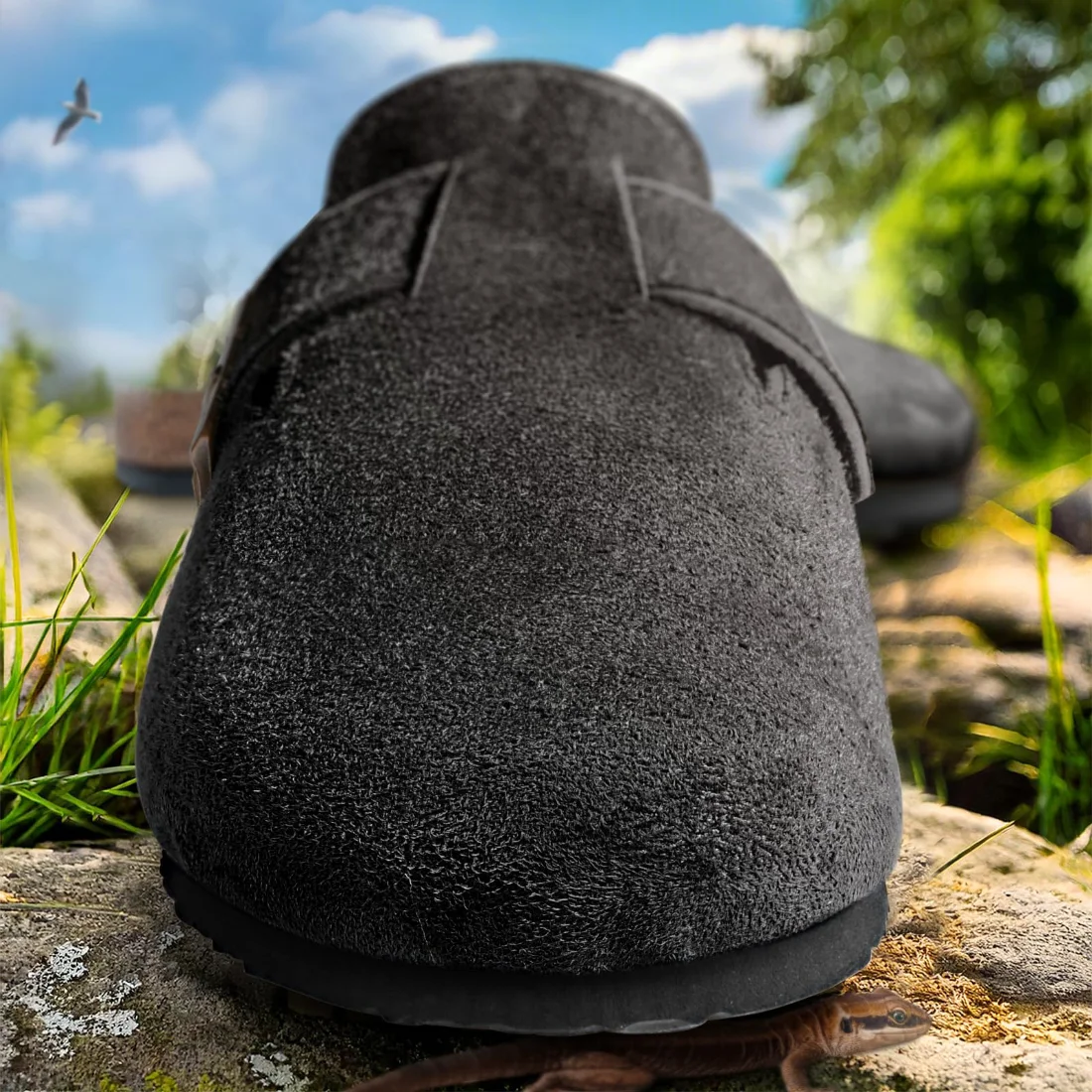 KEMISANT Fleece Lined Cork Footbed Mules in Black, view 4