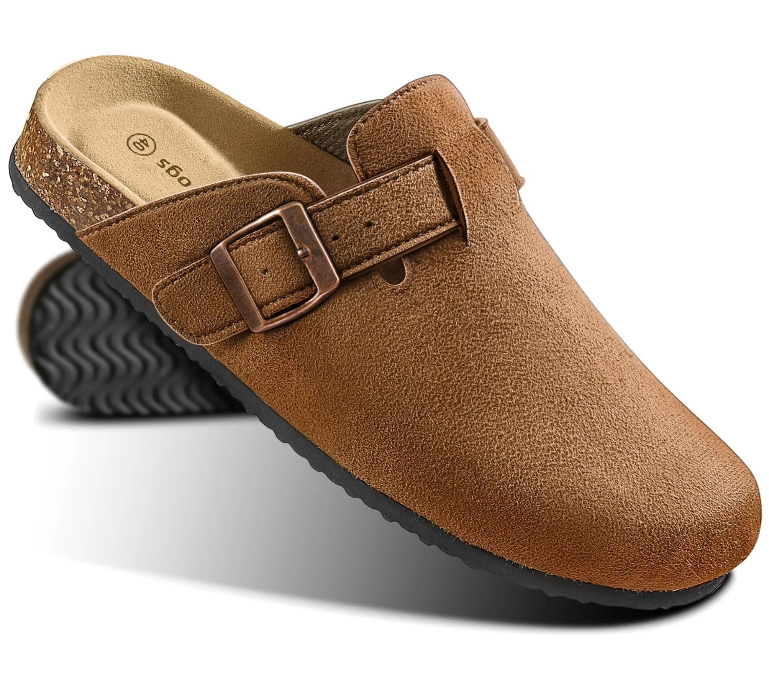 KEMISANT Fleece Lined Cork Footbed Mules in Light Brown