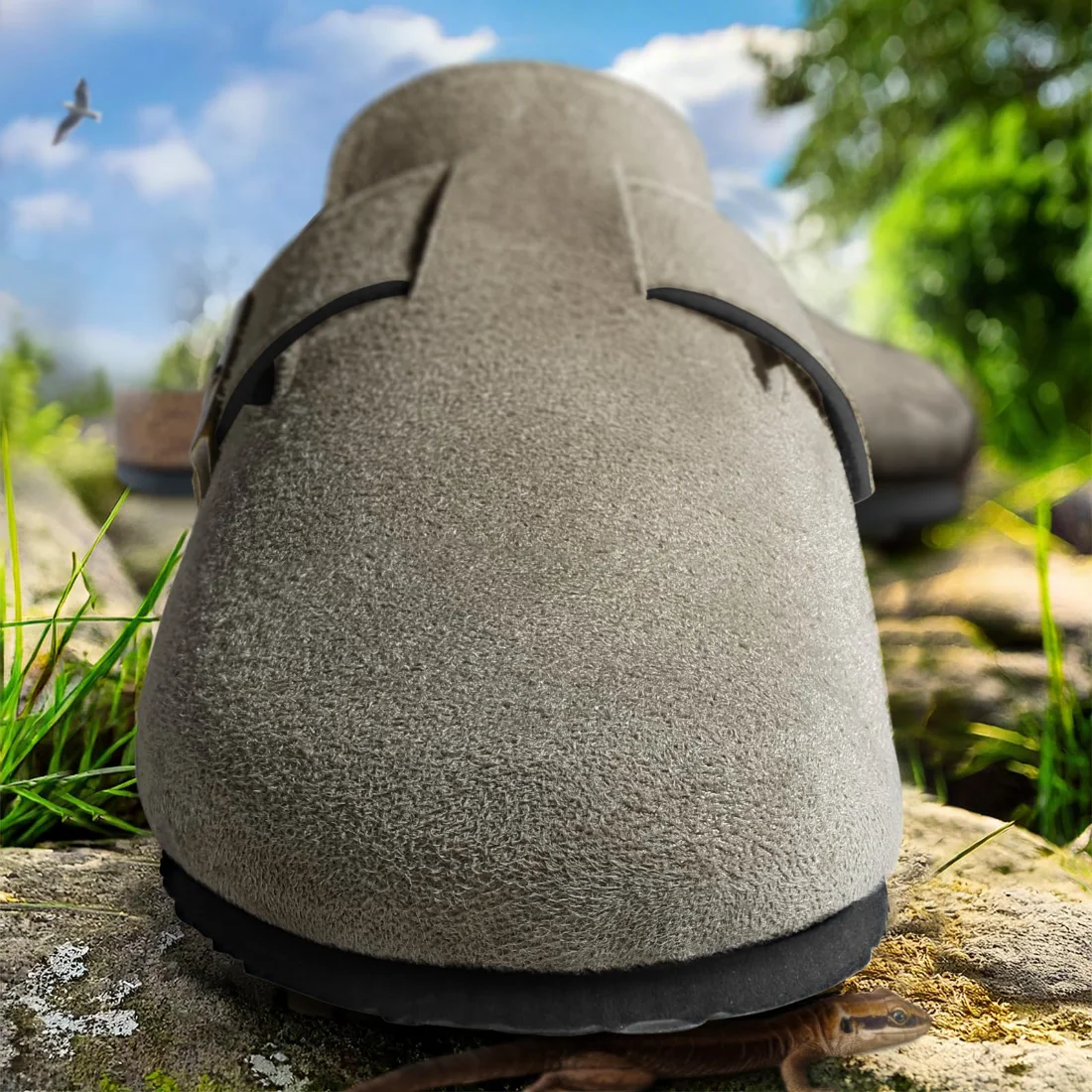 KEMISANT Fleece Lined Cork Footbed Mules in Taupe, view 4