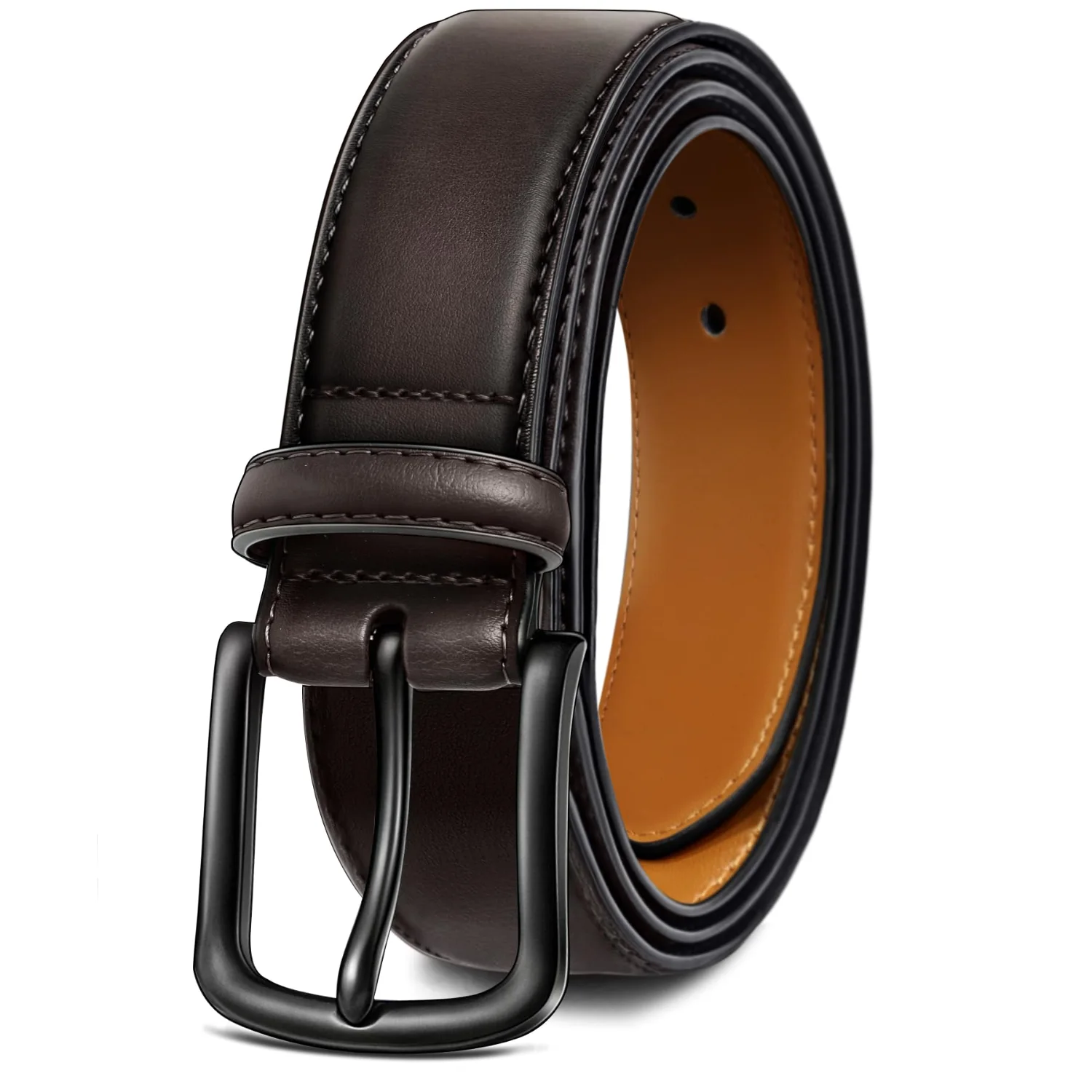 KEMISANT Grommet Leather Dress Belt in Sauce Coffee