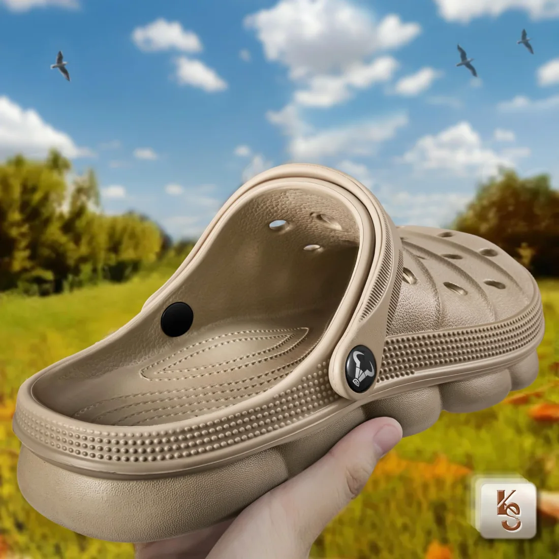 KEMISANT Massage Sole Garden Clogs in Camel, view 2