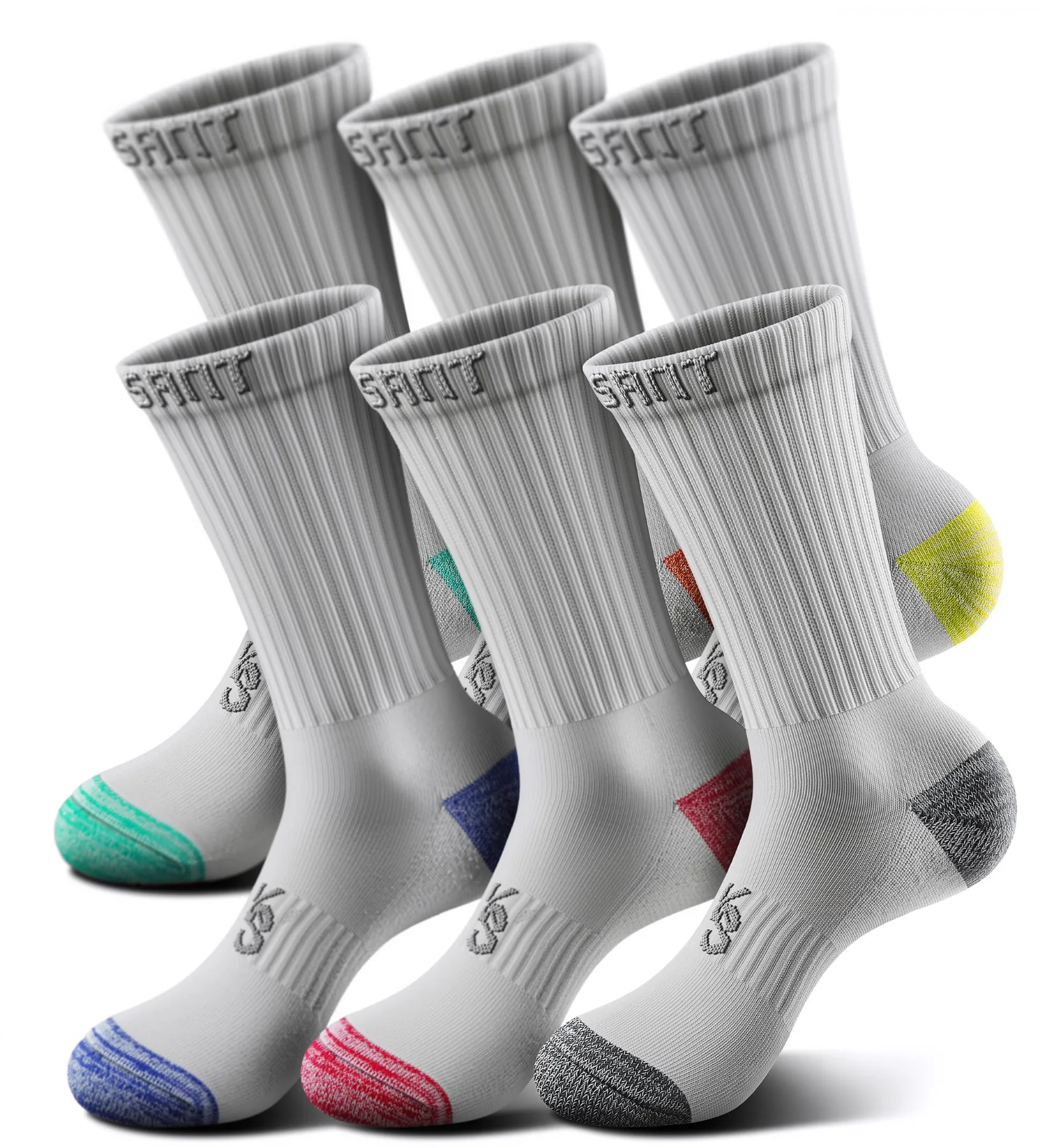 KEMISANT Plush Footbed Crew Socks in Creamy White, 6-pack