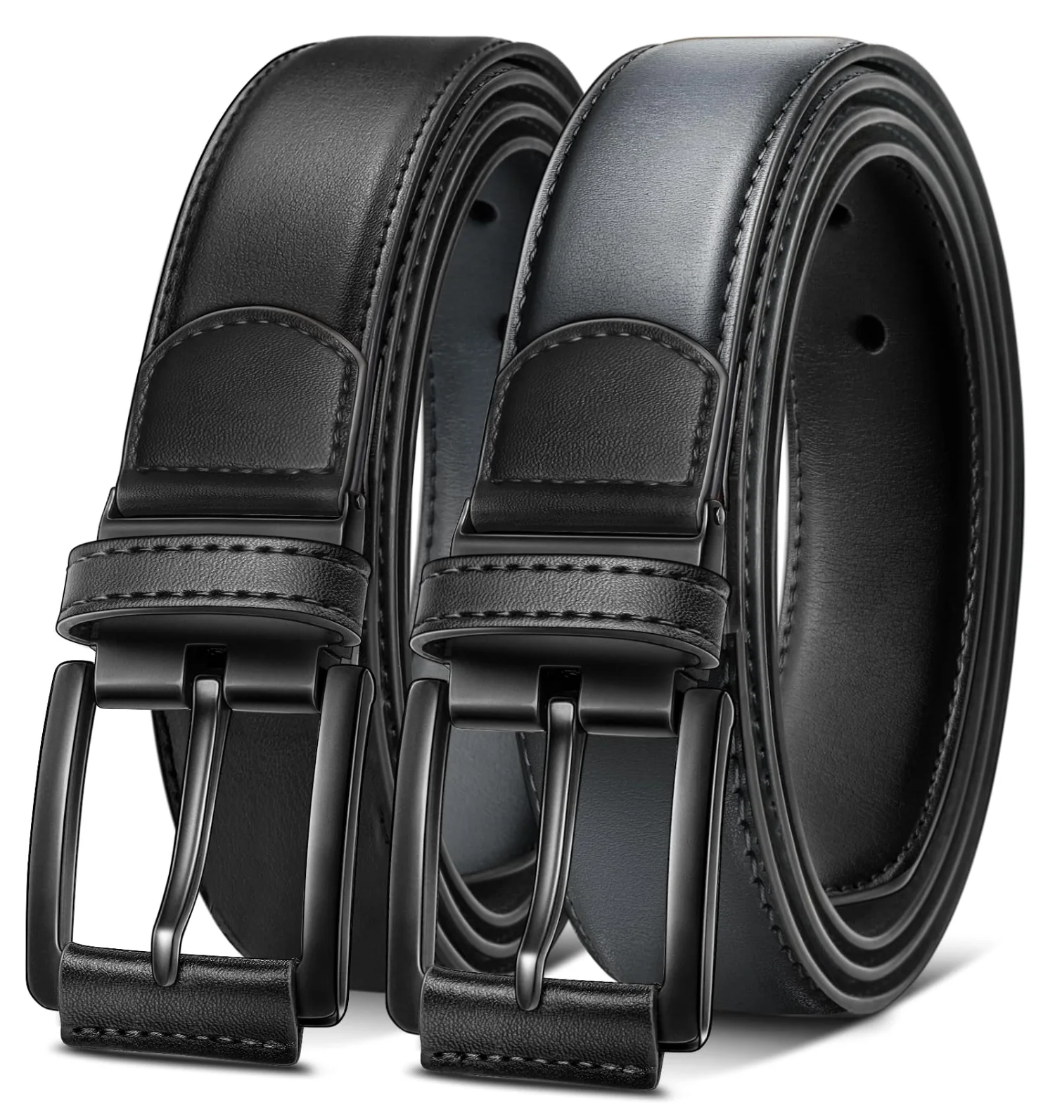 KEMISANT Reversible Leather Dress Belt in Sacred Gray / Black