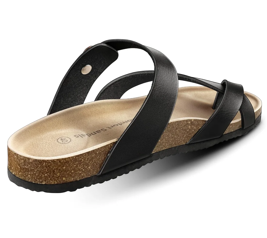 KEMISANT Suede Slide Sandals in Black, view 2