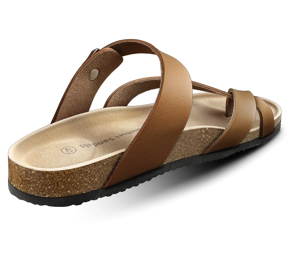 KEMISANT Suede Slide Sandals in Tawny, view 2