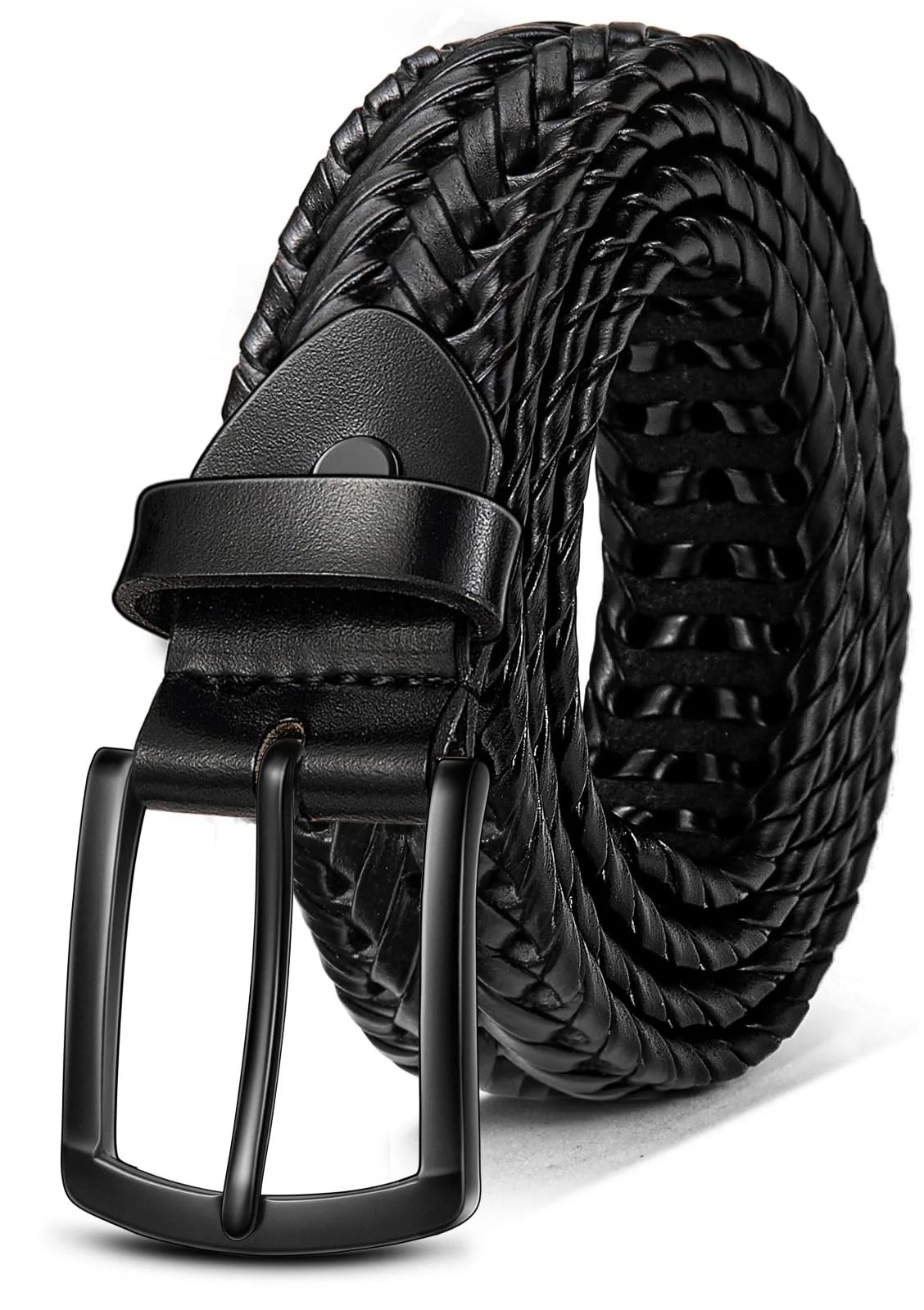 KEMISANT Woven Holeless Golf Belt in Black