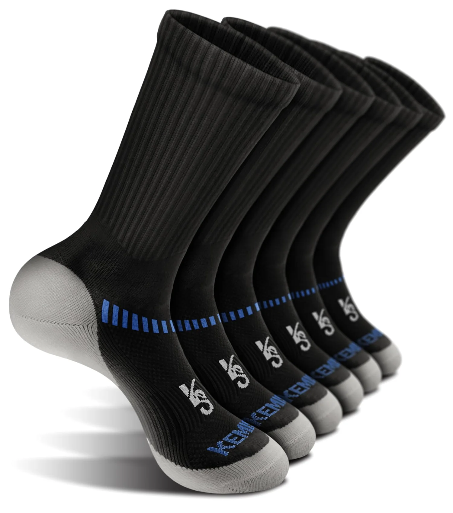 KEMISANT Bamboo Rayon Crew Socks in Black, 6-pack