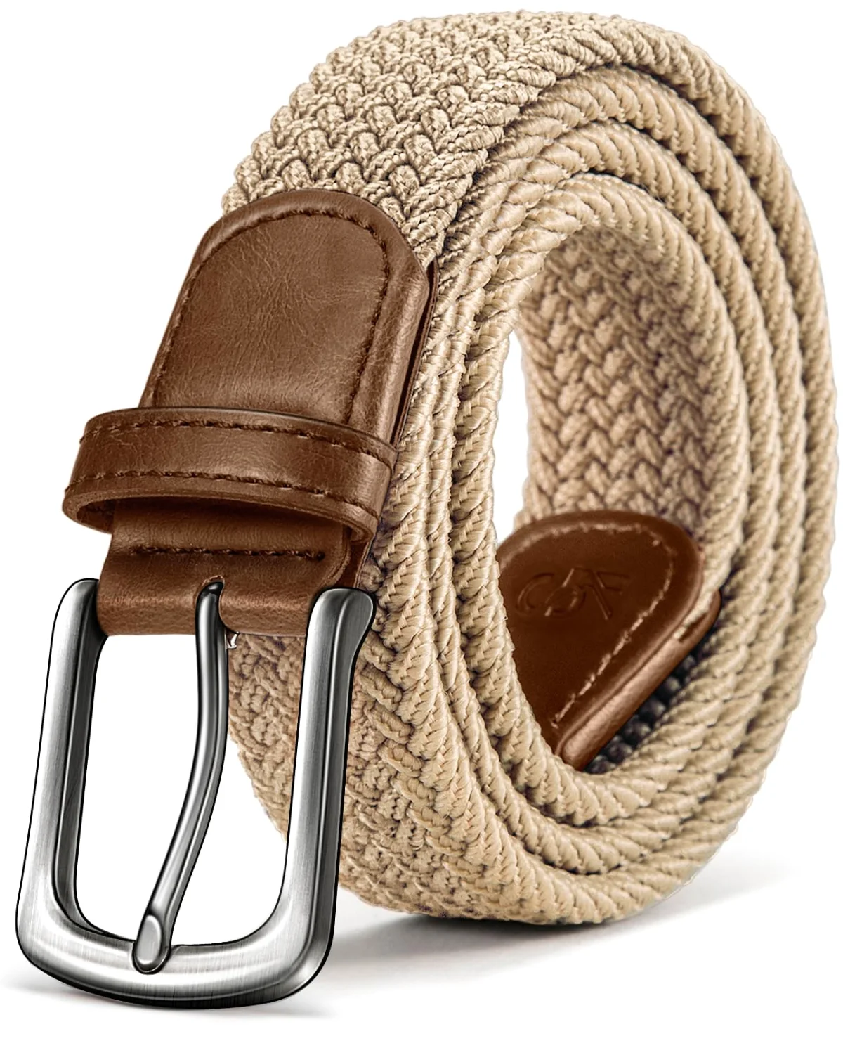 KEMISANT Braided Stretch Golf Belt in Beige