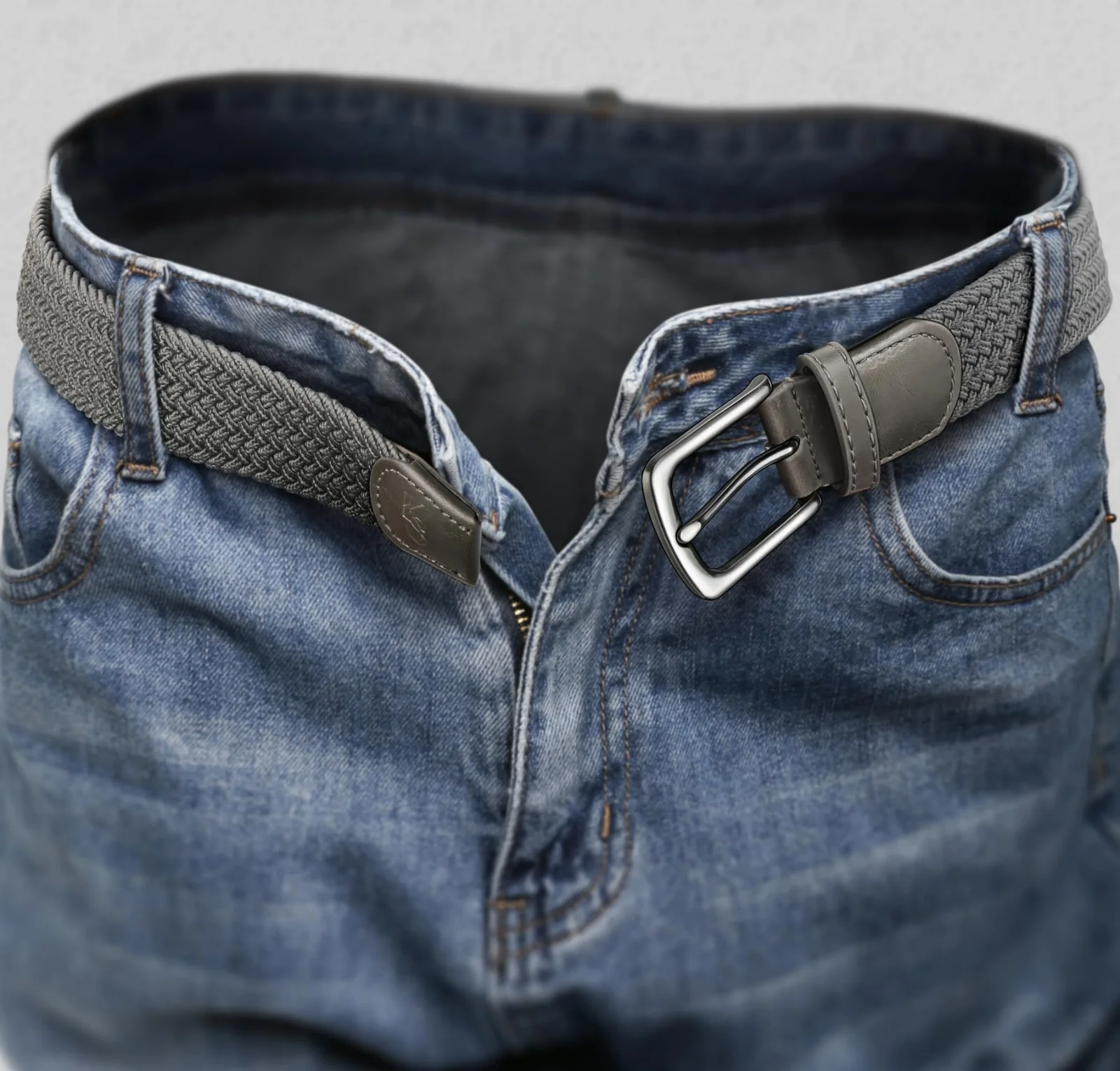 KEMISANT Braided Stretch Golf Belt in Dark Gray, view 2