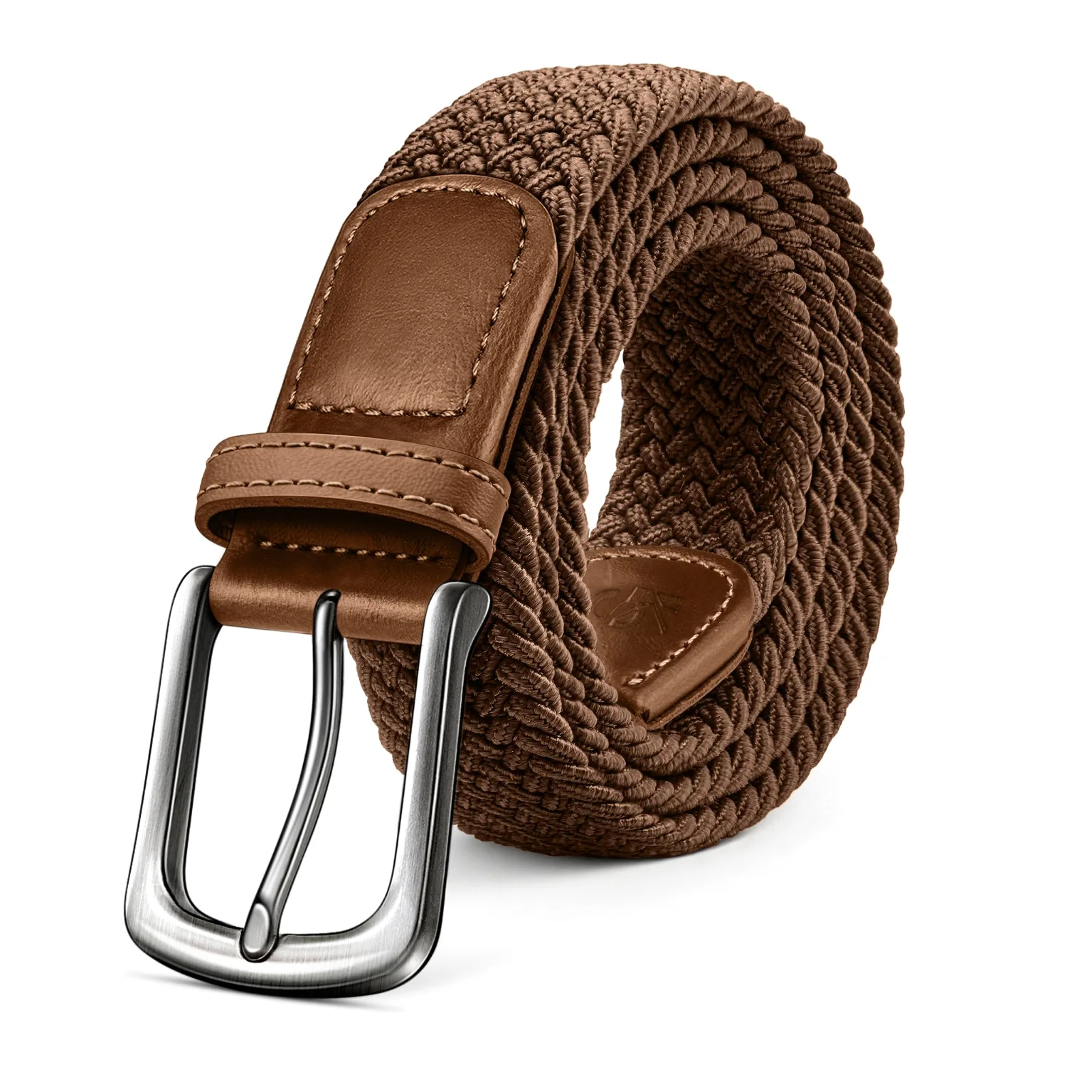 KEMISANT Braided Stretch Golf Belt in Light Brown
