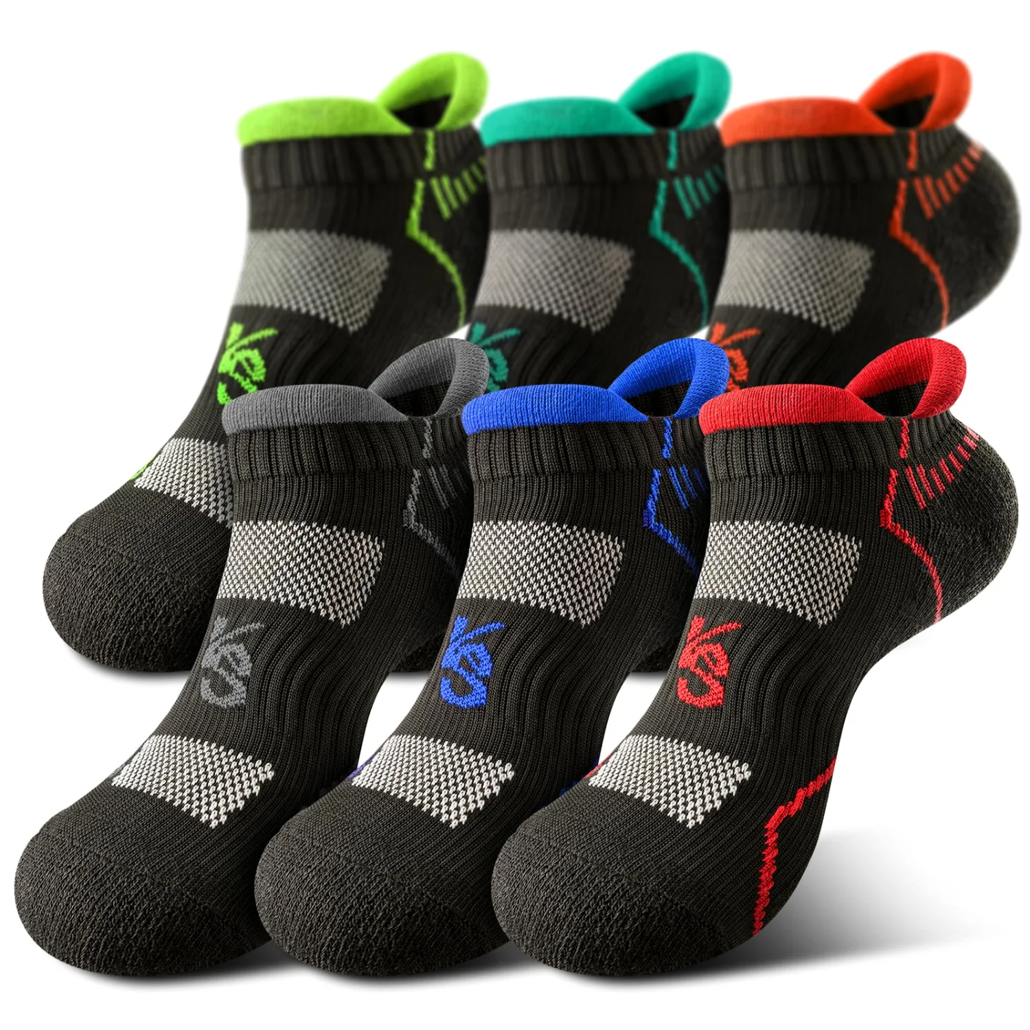 KEMISANT Copper Yarn Active Ankle Socks in Black, 6-pack