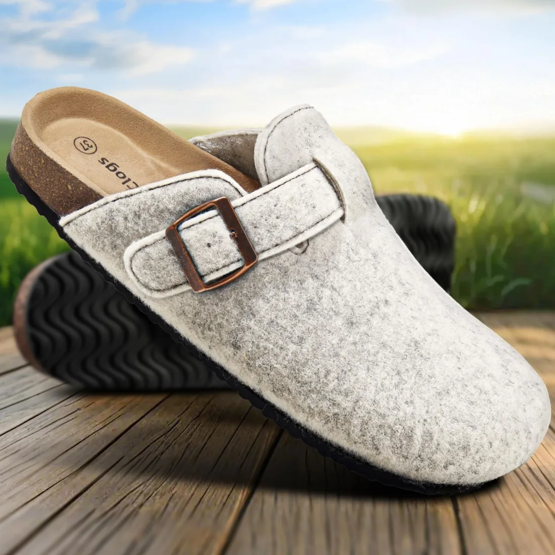 KEMISANT Cork Footbed Comfort Clogs in Beige, view 3