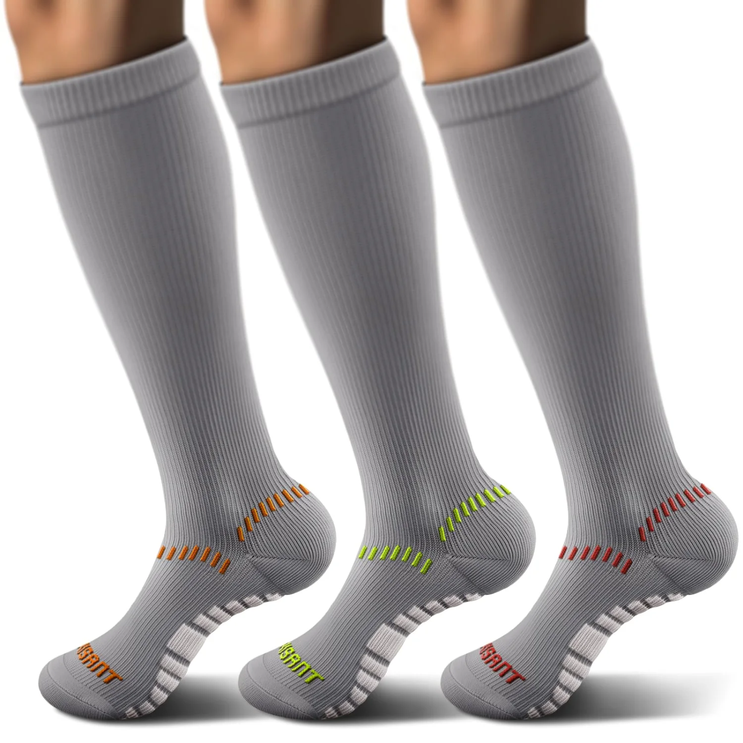 KEMISANT Cushioned Knee-High Compression Socks in Gray, 3-pack