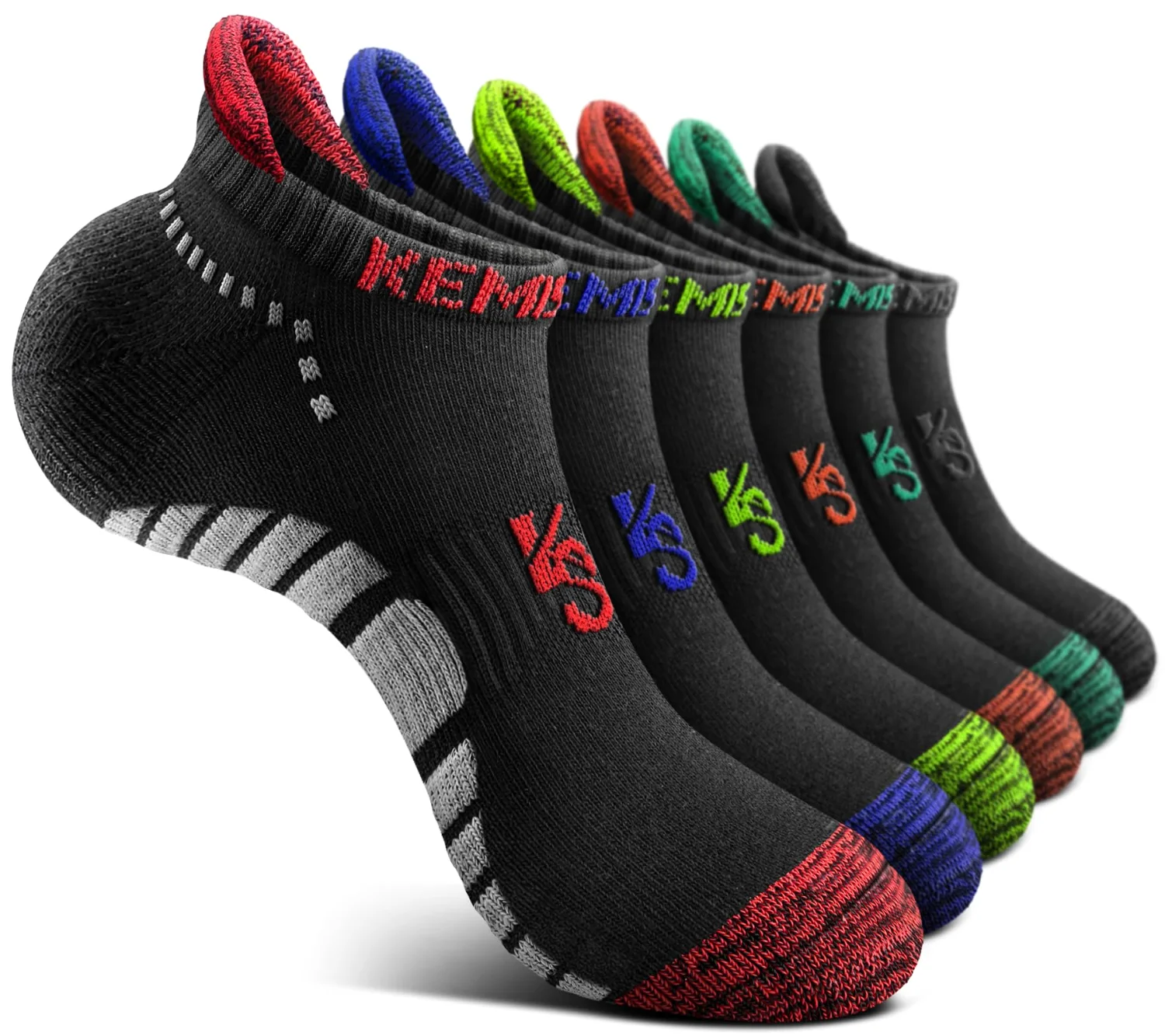 KEMISANT Cushioned Running Ankle Socks in Black, 6-pack