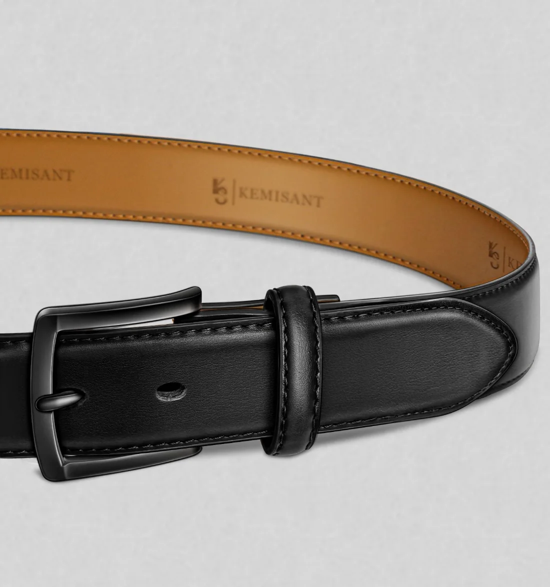 KEMISANT Eyelet Leather Belt 2-Pack in Black / Coffee, 2-pack, view 2