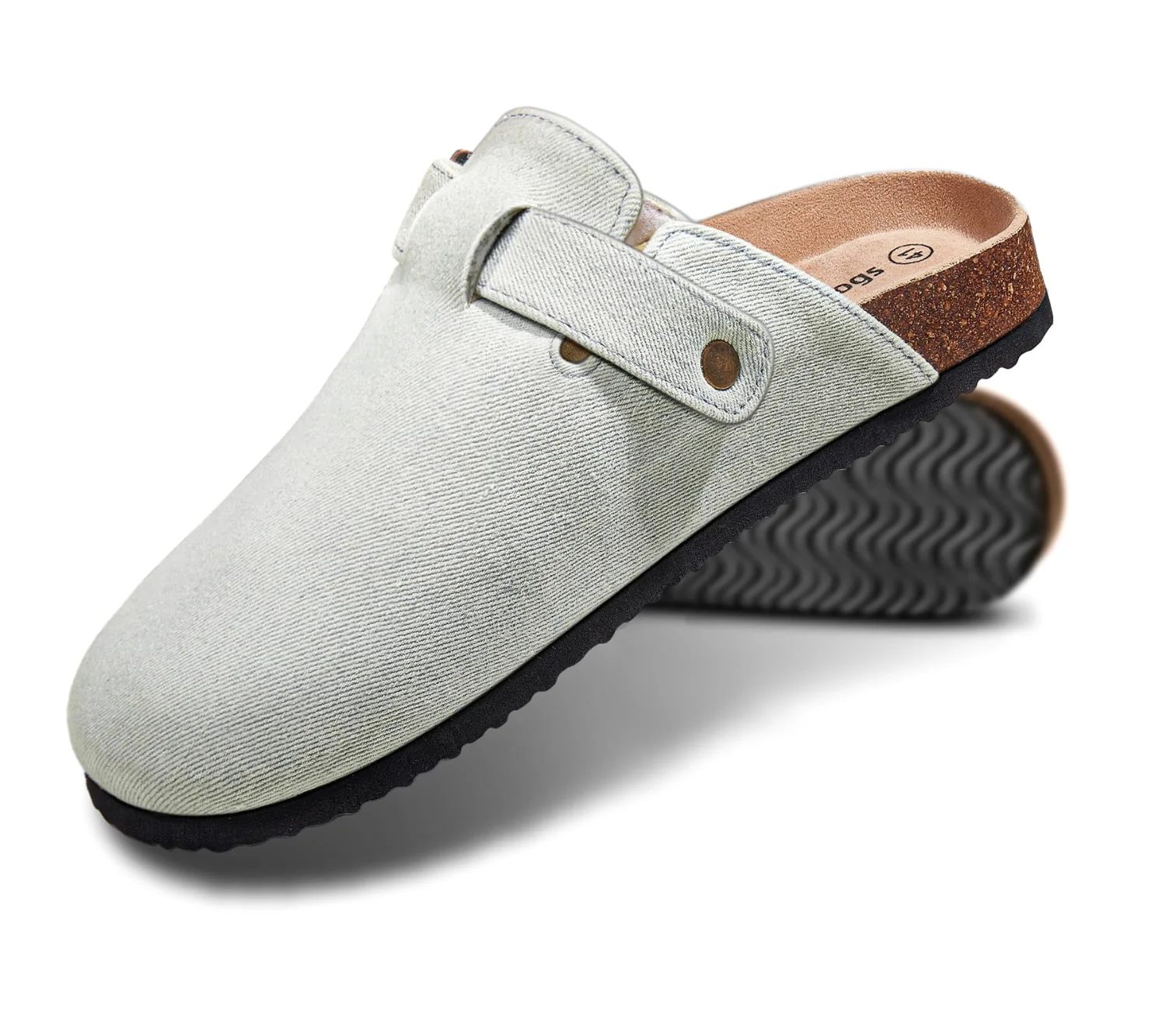 KEMISANT Fleece Lined Cork Footbed Clogs in Cambridge Blue