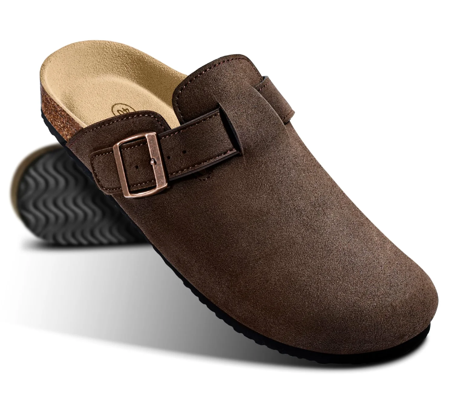 KEMISANT Fleece Lined Cork Footbed Clogs in Deep Brown