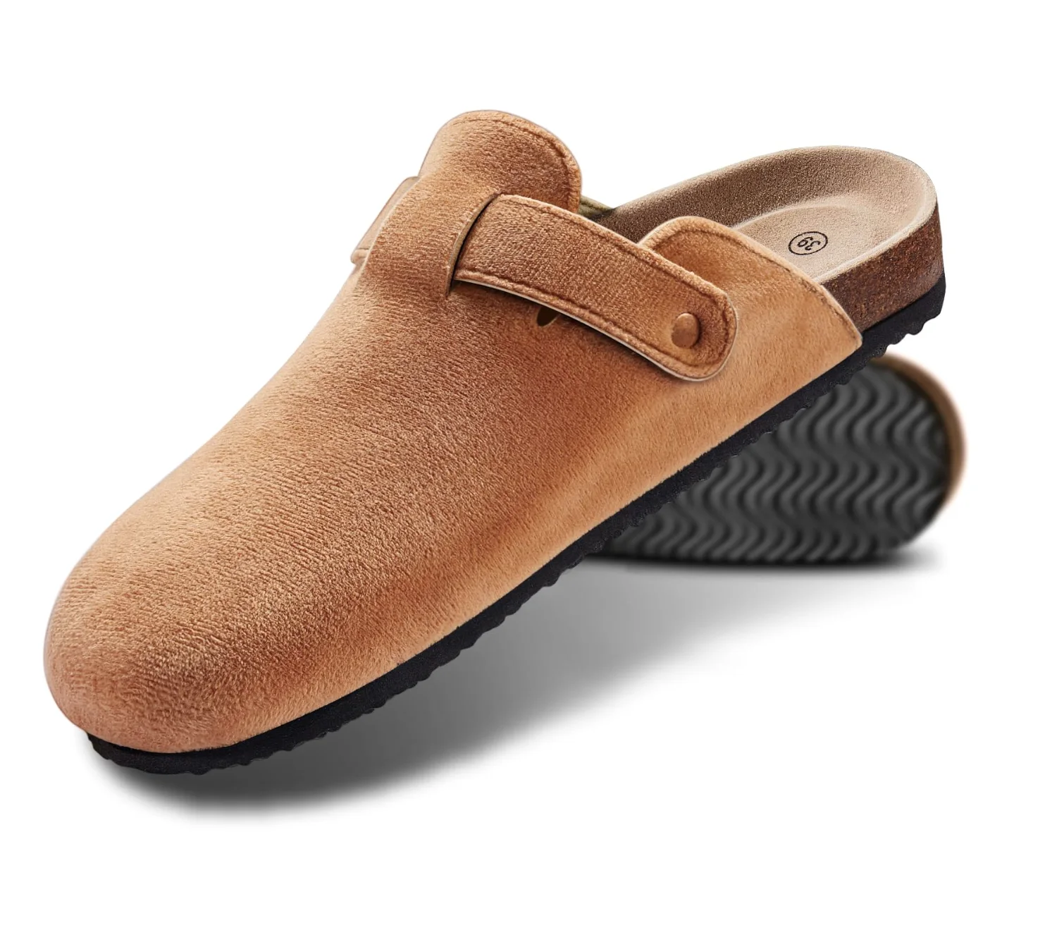 KEMISANT Fleece Lined Cork Footbed Clogs in Light Brown
