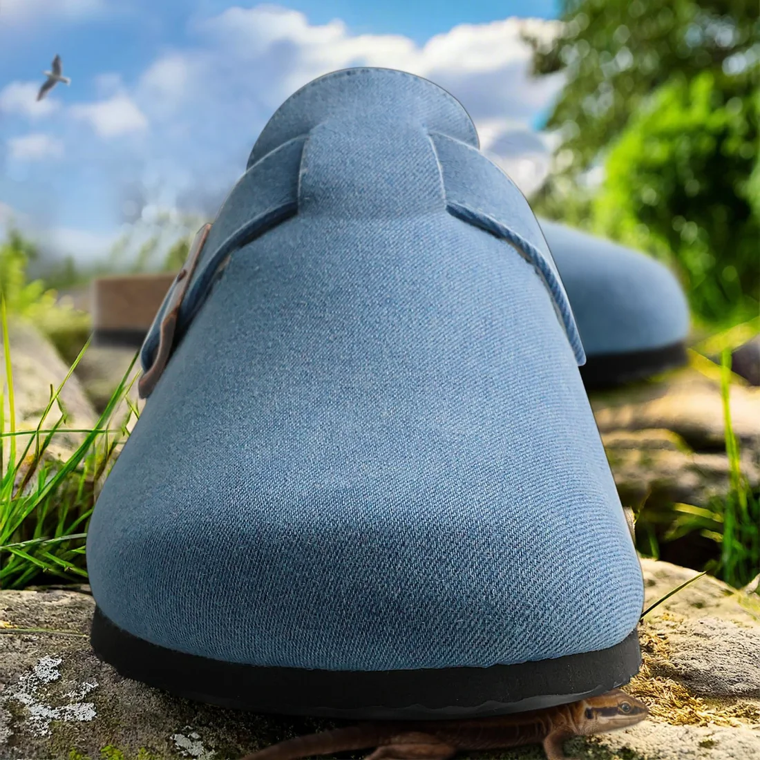 KEMISANT Fleece Lined Cork Footbed Clogs in Purplish Blue, view 4