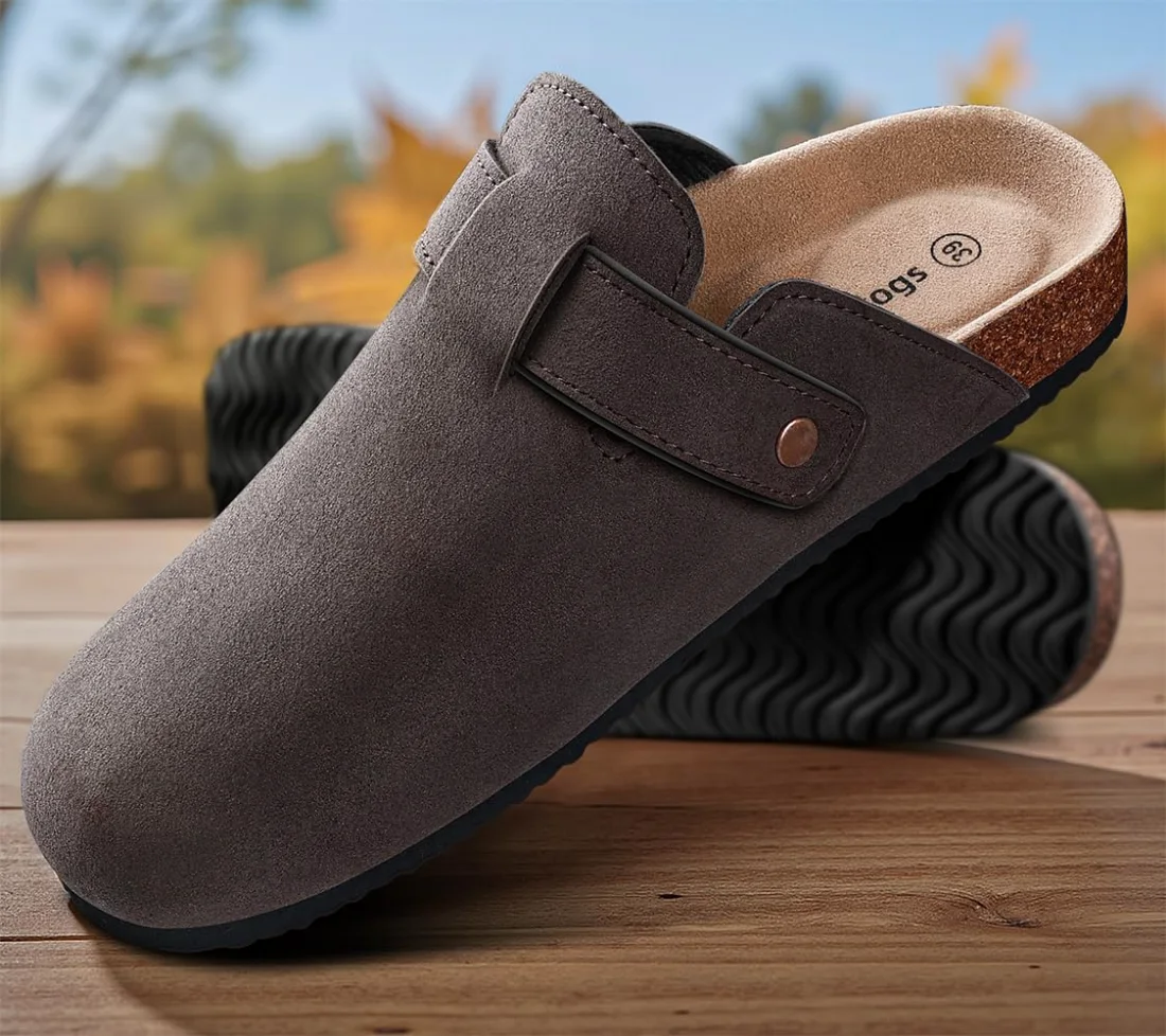 KEMISANT Fleece Lined Cork Footbed Clogs in Sauce Coffee, view 2