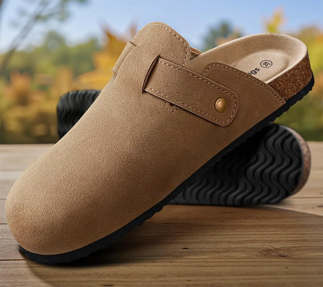 KEMISANT Fleece Lined Cork Footbed Clogs in Tiger Eye, view 2