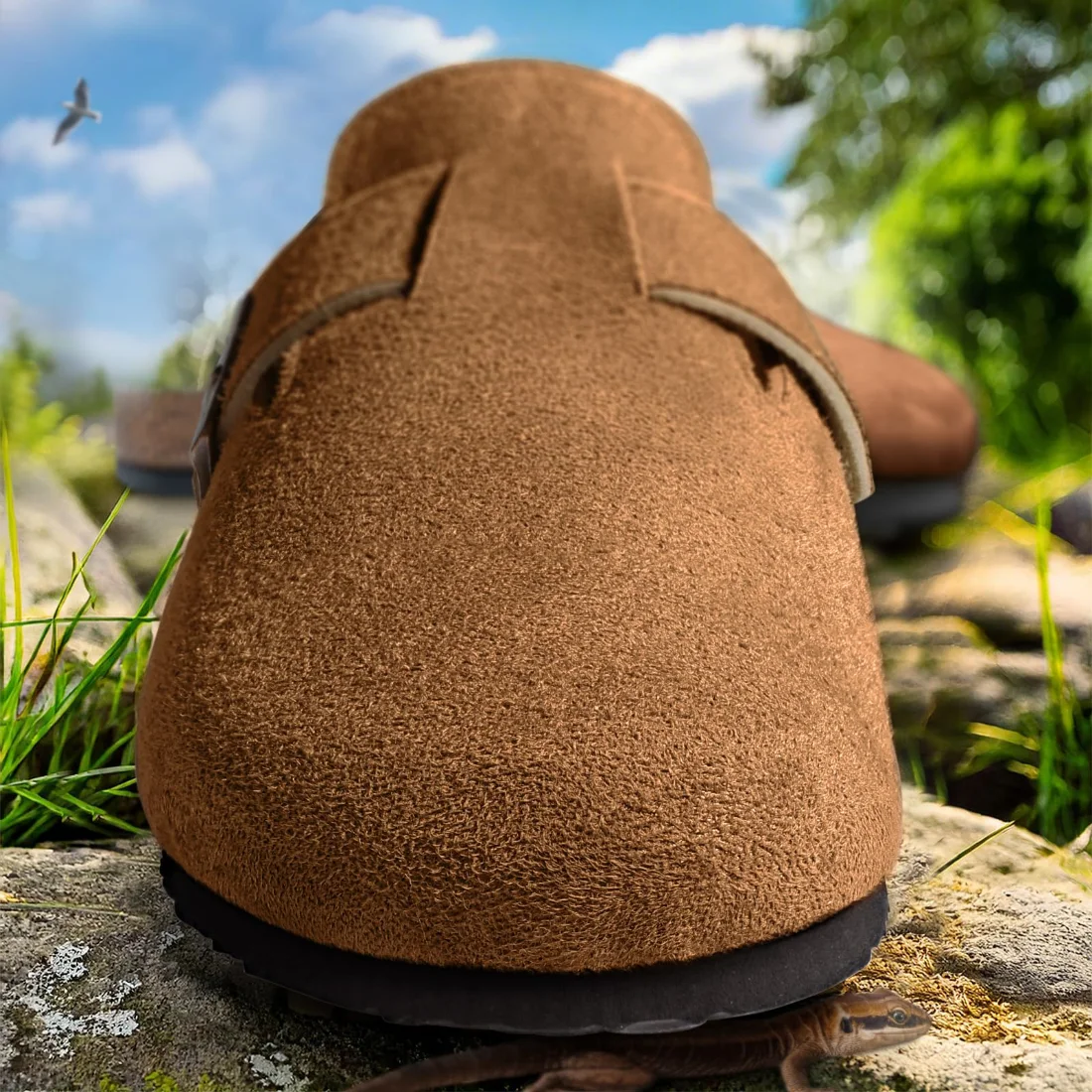 KEMISANT Fleece Lined Cork Footbed Mules in Light Brown, view 3