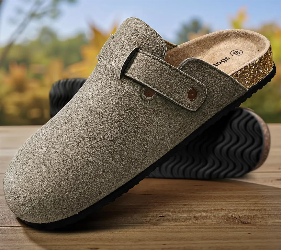 KEMISANT Fleece Lined Cork Footbed Mules in Taupe, view 3