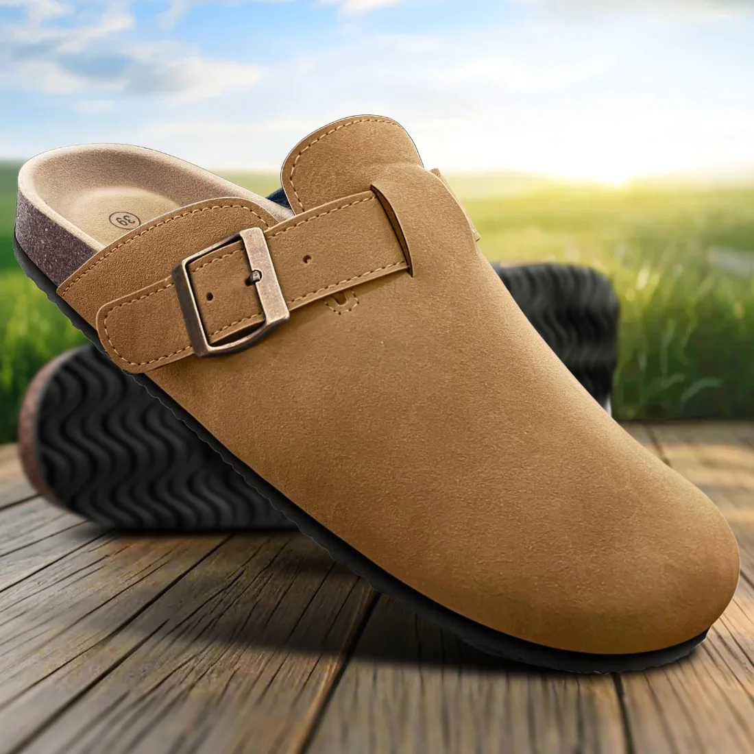 KEMISANT Fleece Lined Cork Footbed Mules in Tiger Eye, view 2