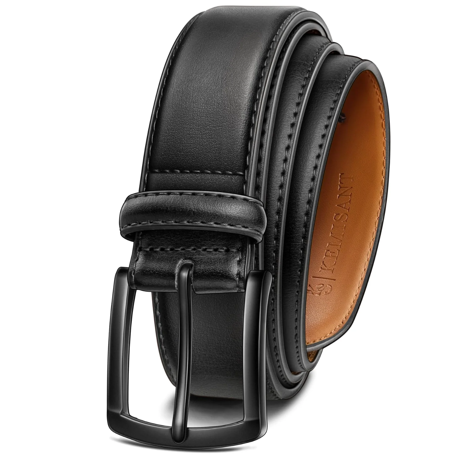 KEMISANT Grommet Leather Dress Belt in Black