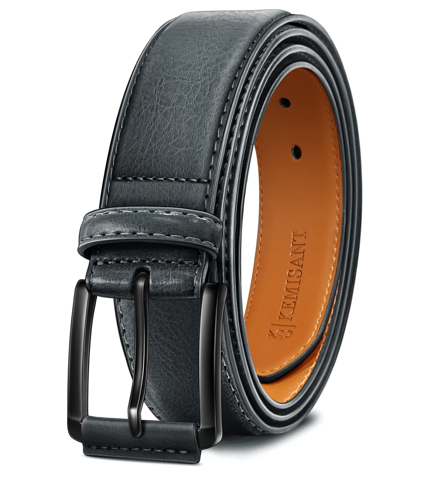 KEMISANT Grommet Leather Dress Belt in Sacred Gray