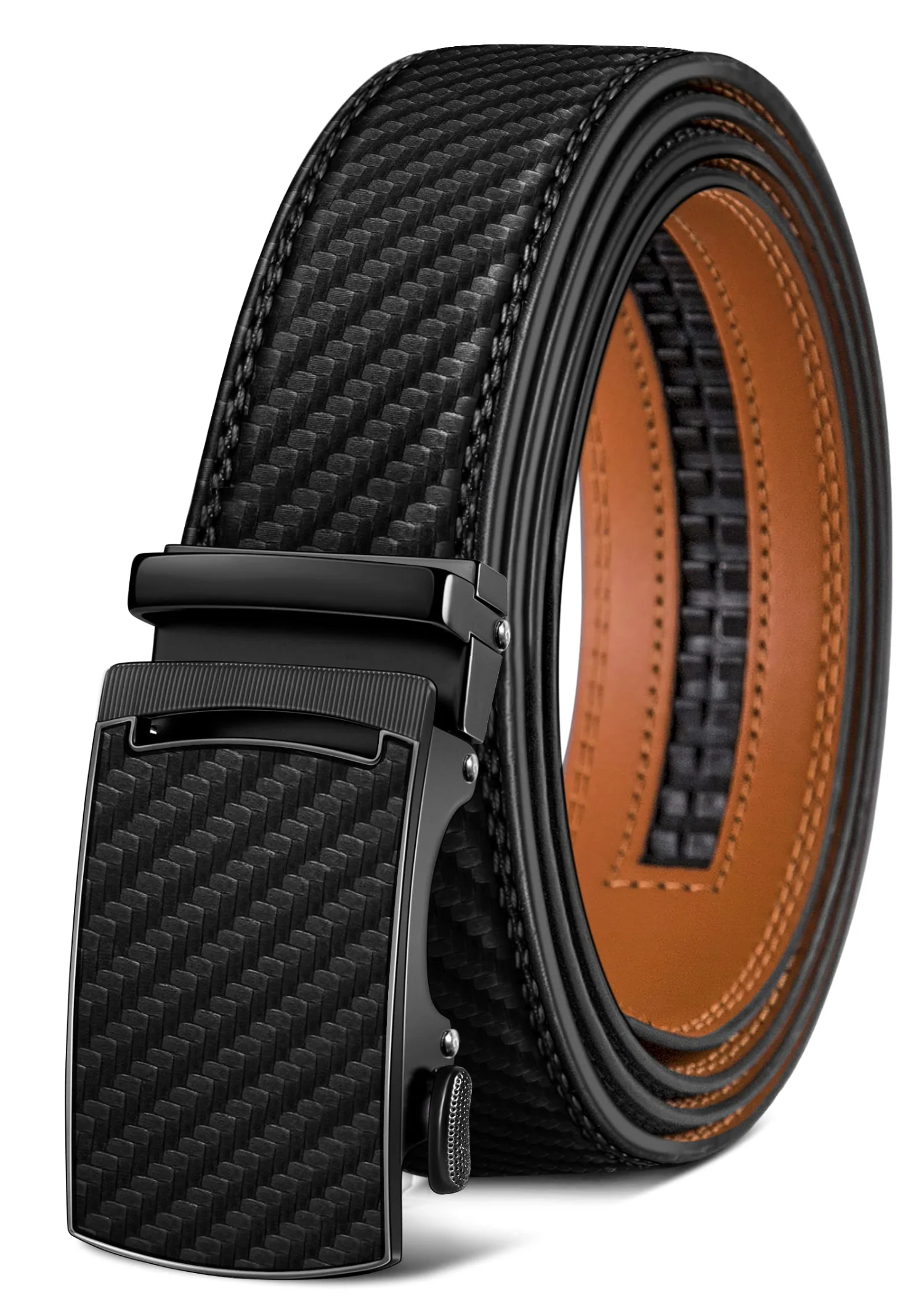 KEMISANT Lever Buckle Ratchet Leather Belt in Black