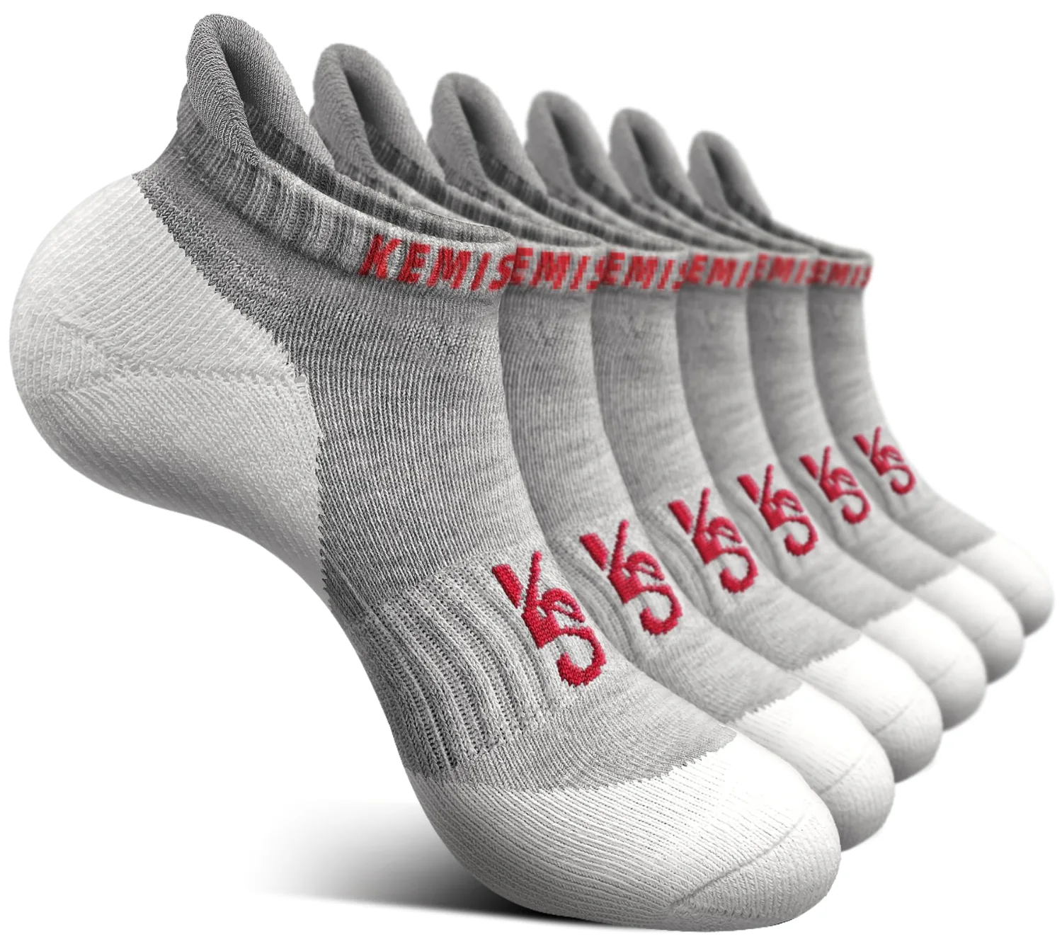 KEMISANT Low Cut Running Socks in Gray Heather, 6-pack