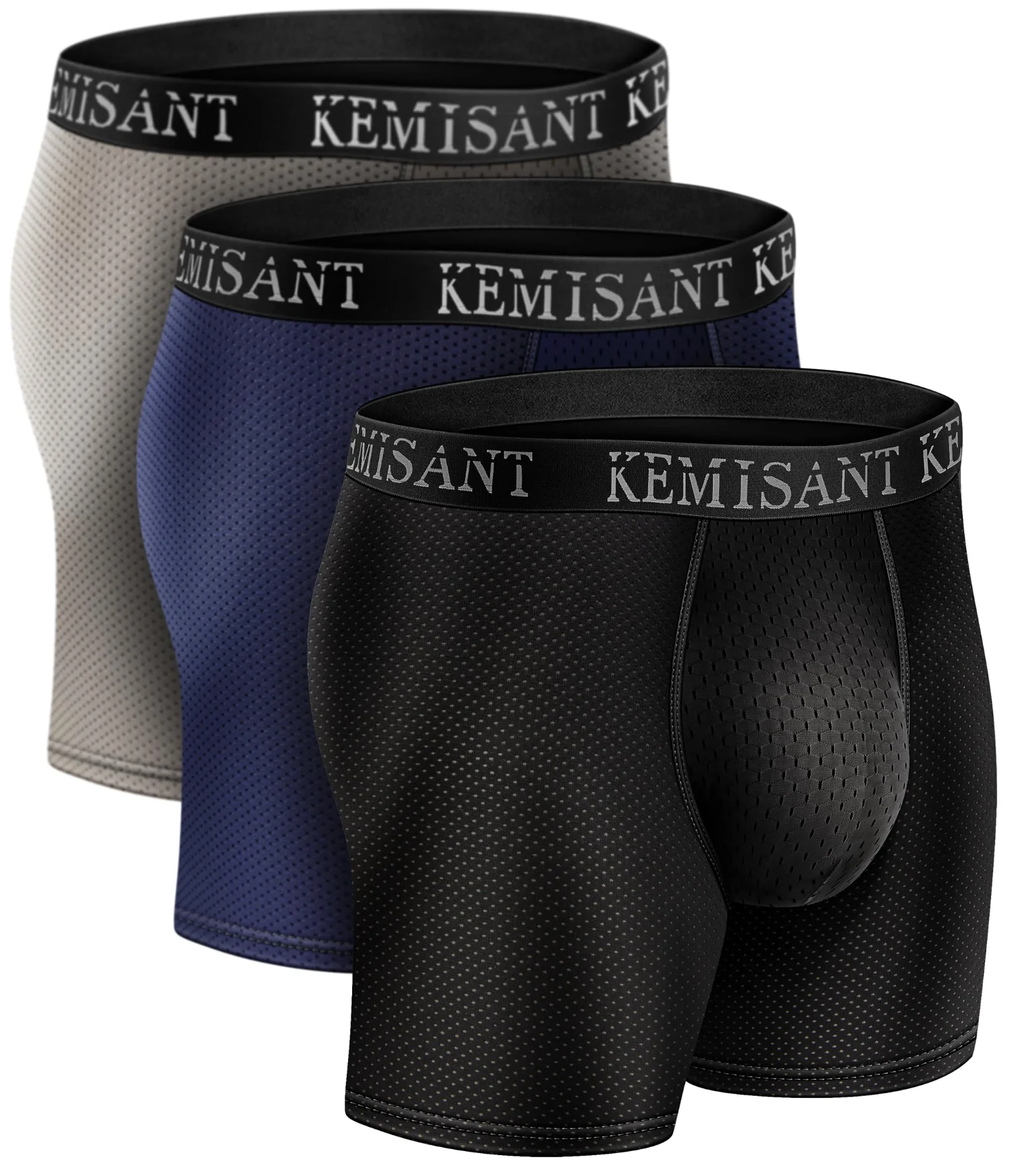 KEMISANT Mesh Boxer Briefs in 3 Color Mixed, 3-pack