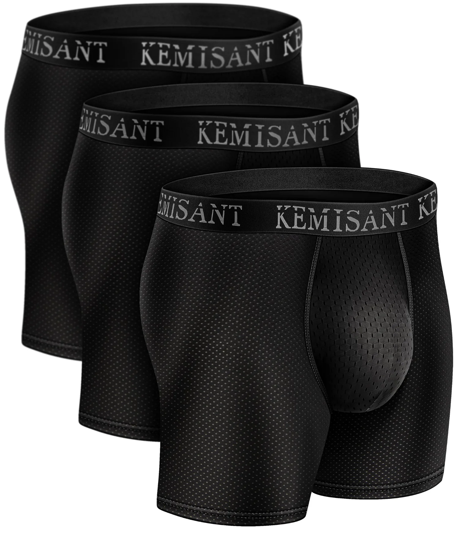 KEMISANT Mesh Boxer Briefs in Black, 3-pack