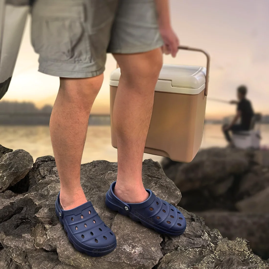 KEMISANT Perforated EVA Clogs in Navy, view 3