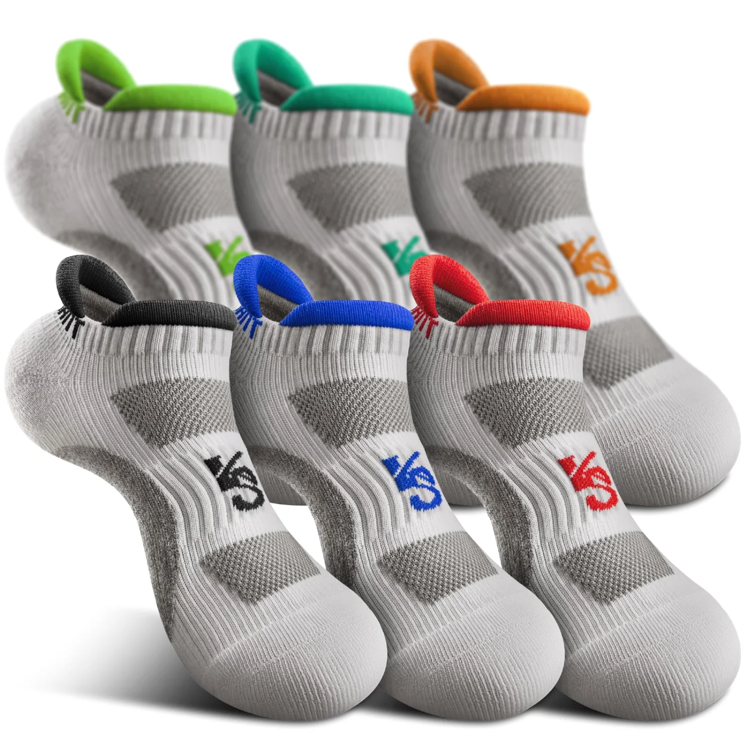 KEMISANT Pull Tab No-Show Socks in White, 6-pack