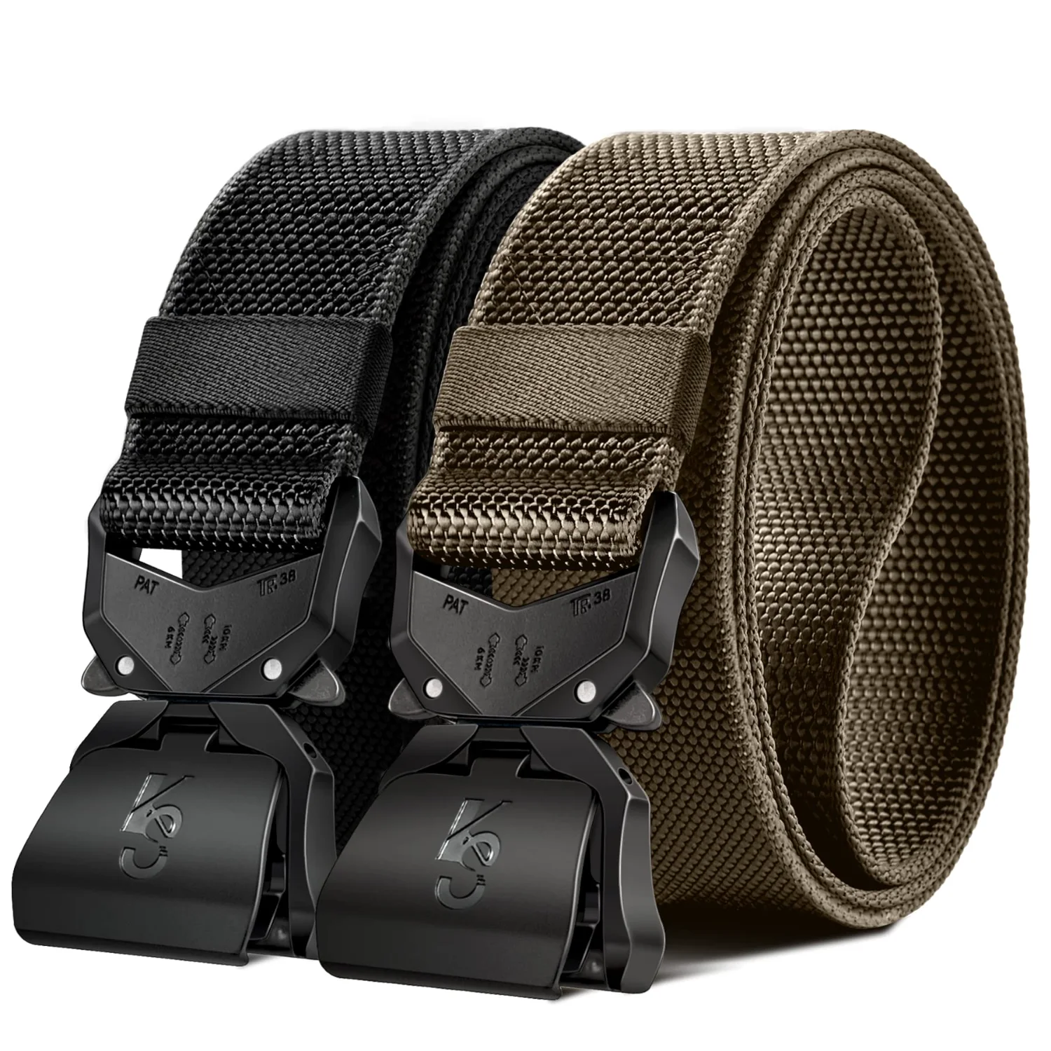 KEMISANT Quick Release Rigger Belt 2-Pack in Black / Light Brown, 2-pack