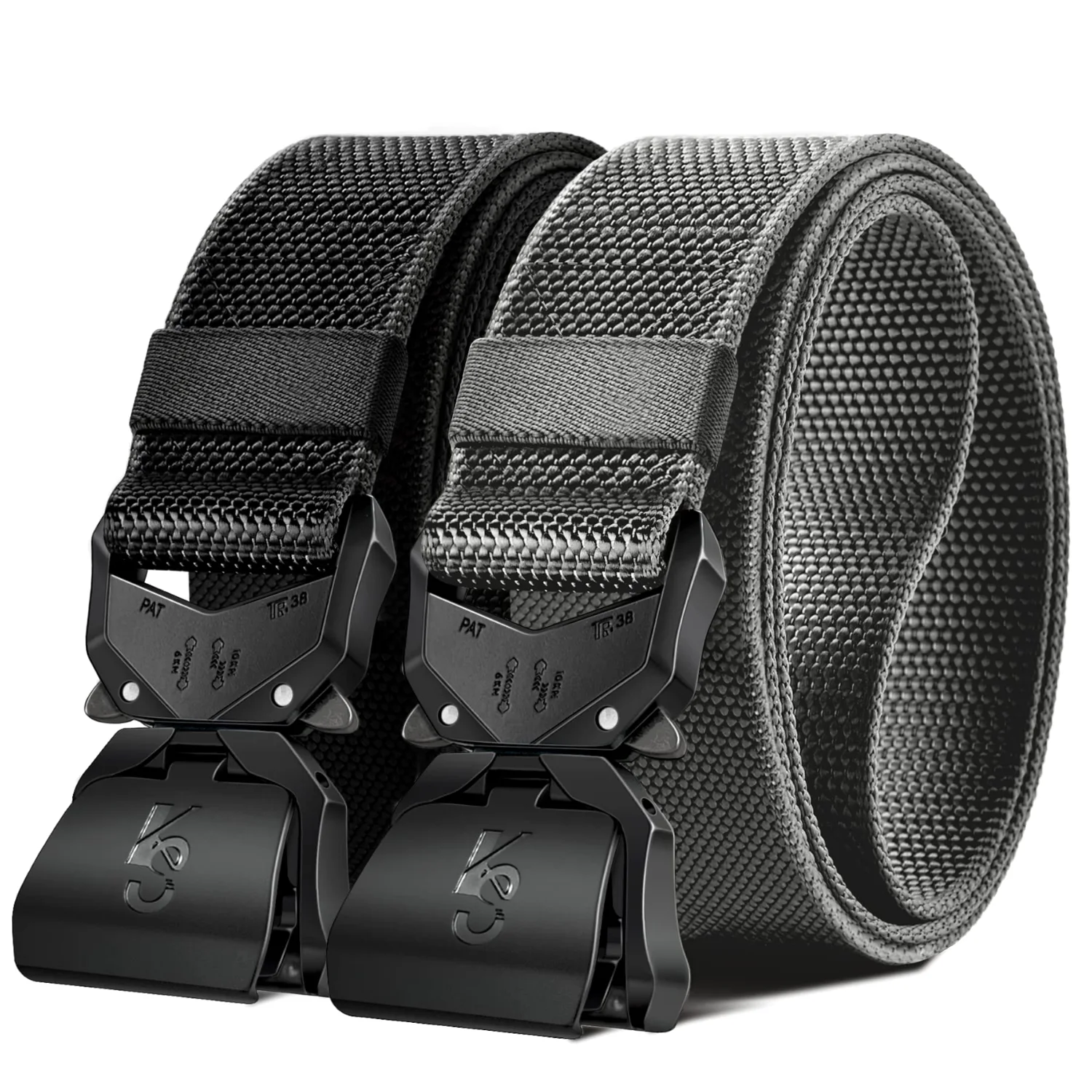 KEMISANT Quick Release Rigger Belt 2-Pack in Black / Light Gray, 2-pack