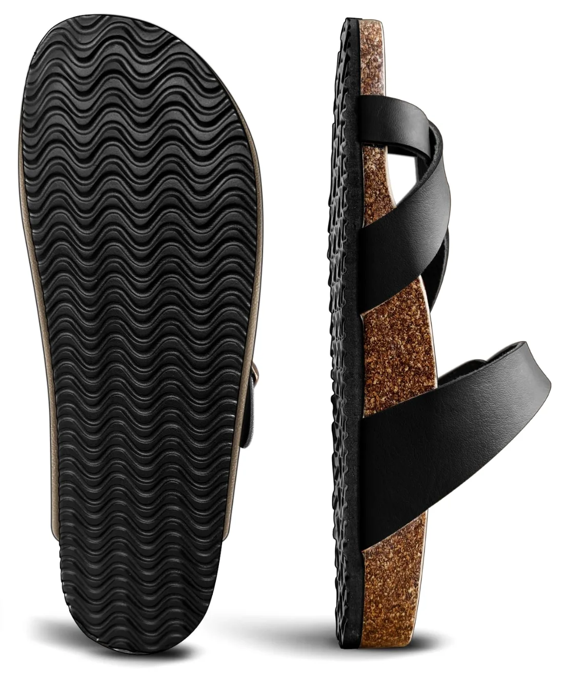 KEMISANT Suede Slide Sandals in Black, view 3